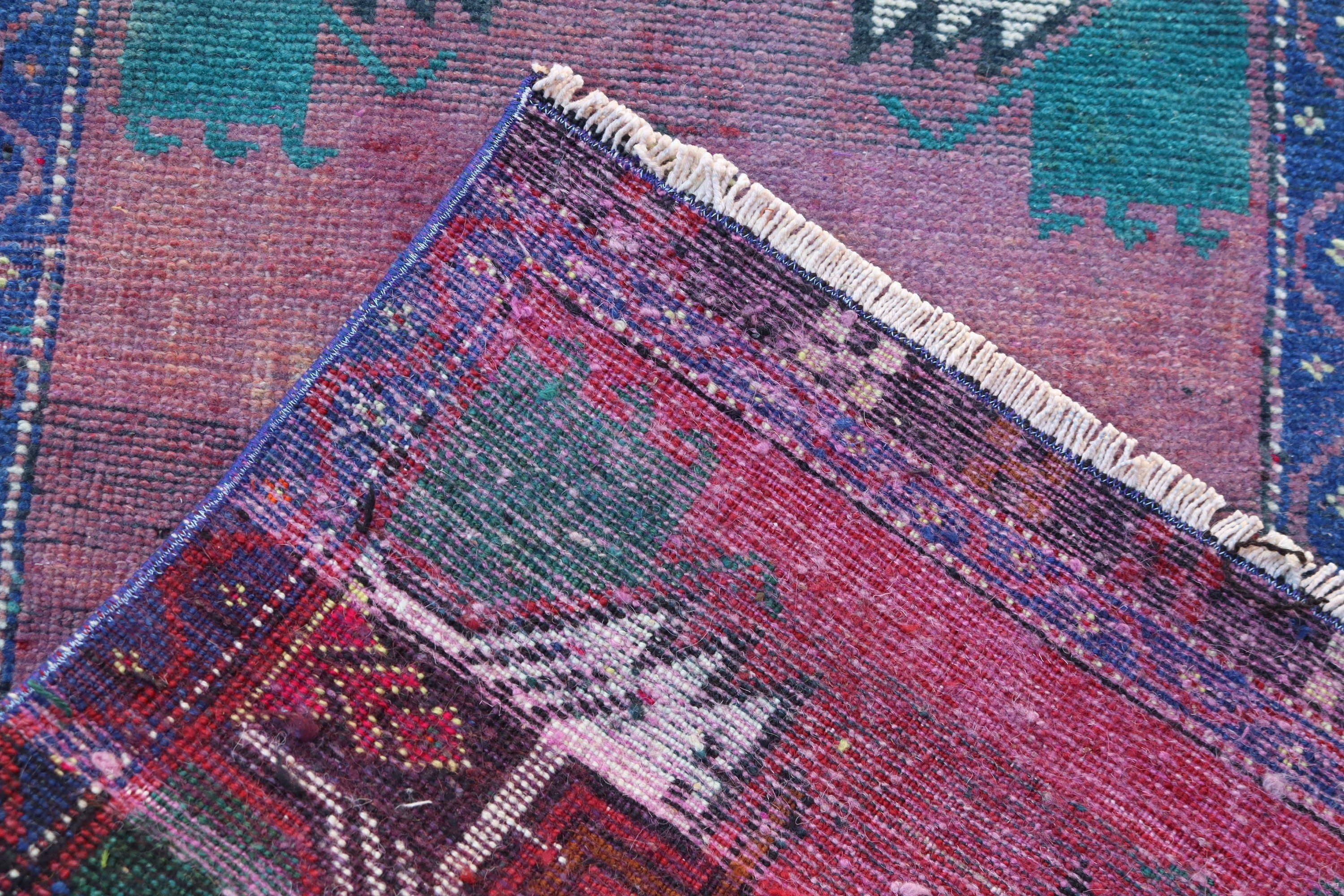 Modern Rug, Vintage Rug, Purple  1.7x3.5 ft Small Rug, Wool Rug, Bath Rugs, Rugs for Wall Hanging, Bedroom Rugs, Turkish Rug