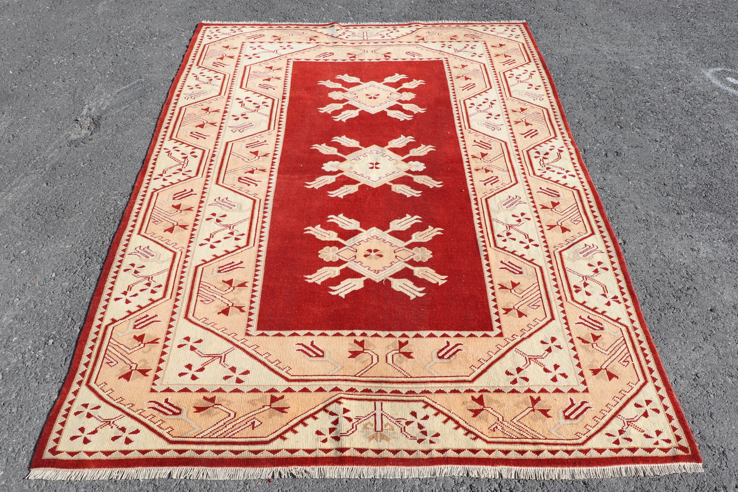 4.9x6.7 ft Area Rugs, Cool Rug, Rugs for Bedroom, Home Decor Rug, Pale Rug, Vintage Rug, Turkish Rugs, Vintage Decor Rug, Red Bedroom Rug