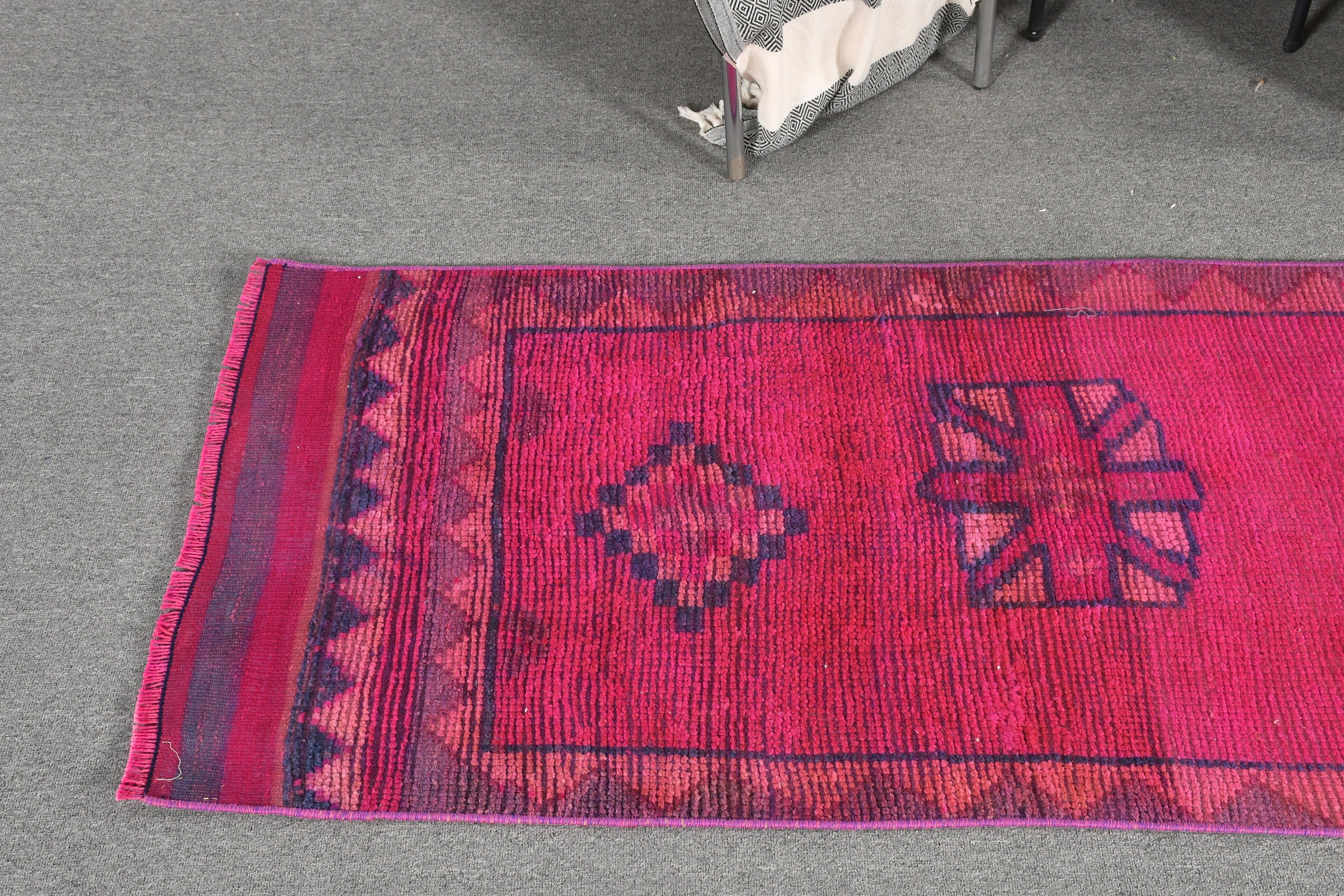Purple Floor Rug, Stair Rug, Muted Rug, Turkish Rugs, Vintage Rugs, Anatolian Rug, Corridor Rugs, 2.3x10.7 ft Runner Rug