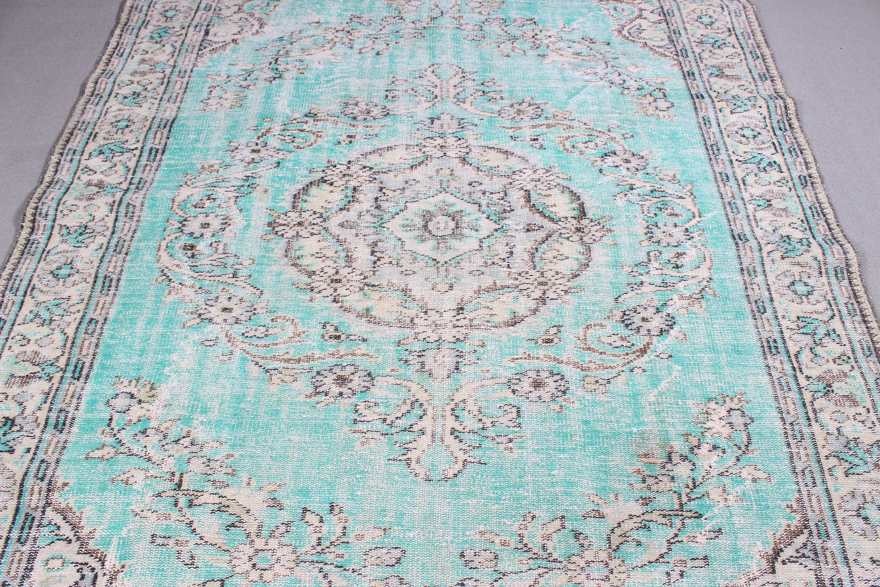 6.3x9.6 ft Large Rugs, Moroccan Rug, Vintage Rugs, Turkish Rug, Wool Rugs, Large Oushak Rug, Large Vintage Rugs, Green Statement Rug