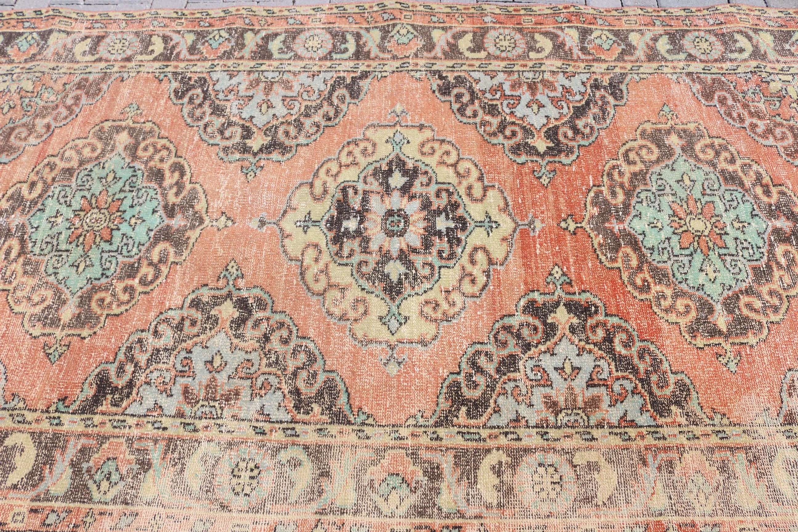 Vintage Halı, Kırmızı Oushak Halı, Koridor Halısı, Yatak Odası Halısı, Özel Halı, Koridor Halıları, Mutfak Halıları, 4.6x12.2 ft Yolluk Halısı, Türk Halıları