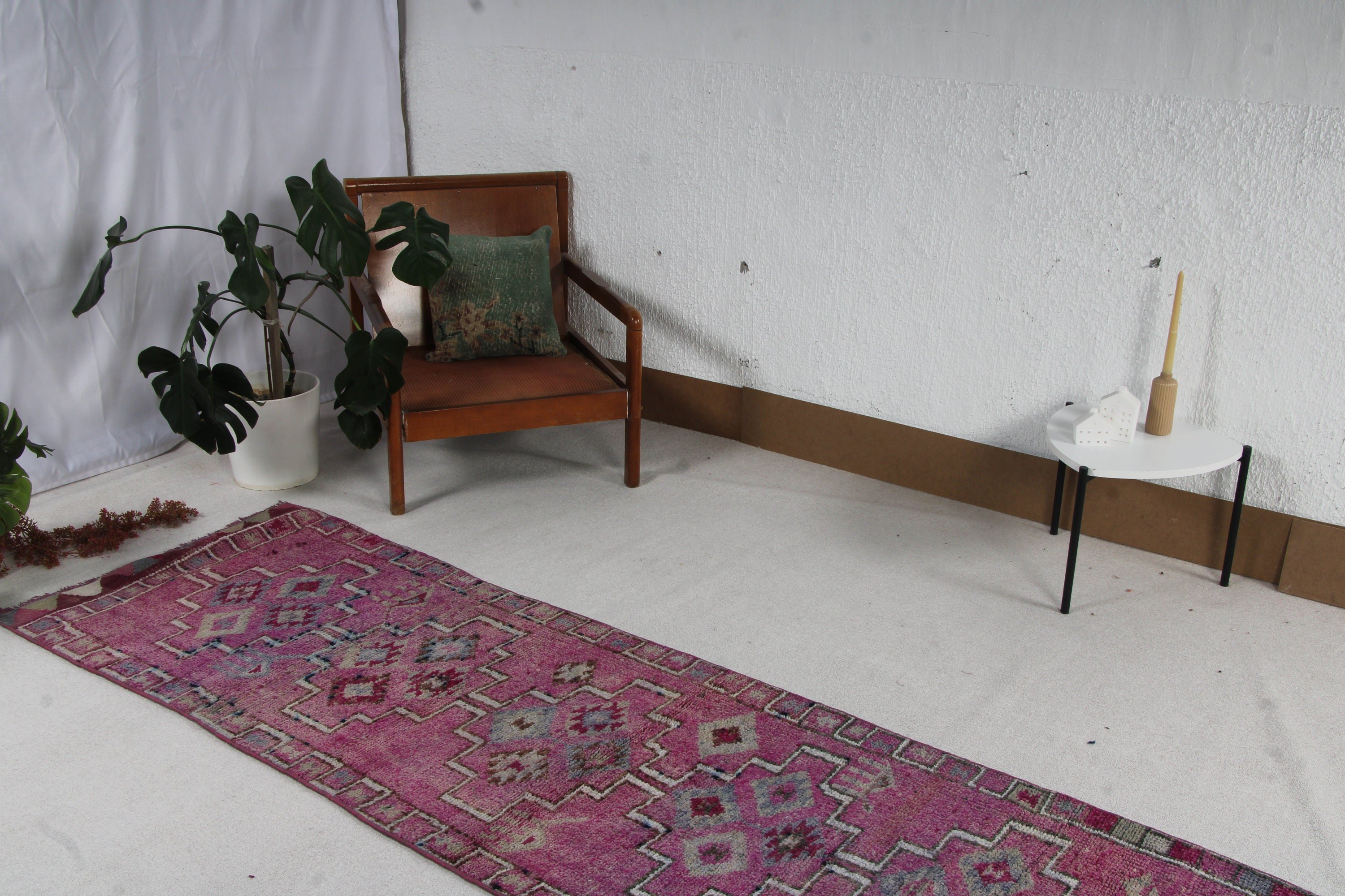 Lüks Halılar, Beni Ourain Yolluk Halısı, Mor Anadolu Halısı, Ev Dekorasyonu Halısı, Mutfak Halıları, Türk Halıları, 2.7x9.8 ft Yolluk Halısı, Vintage Halılar