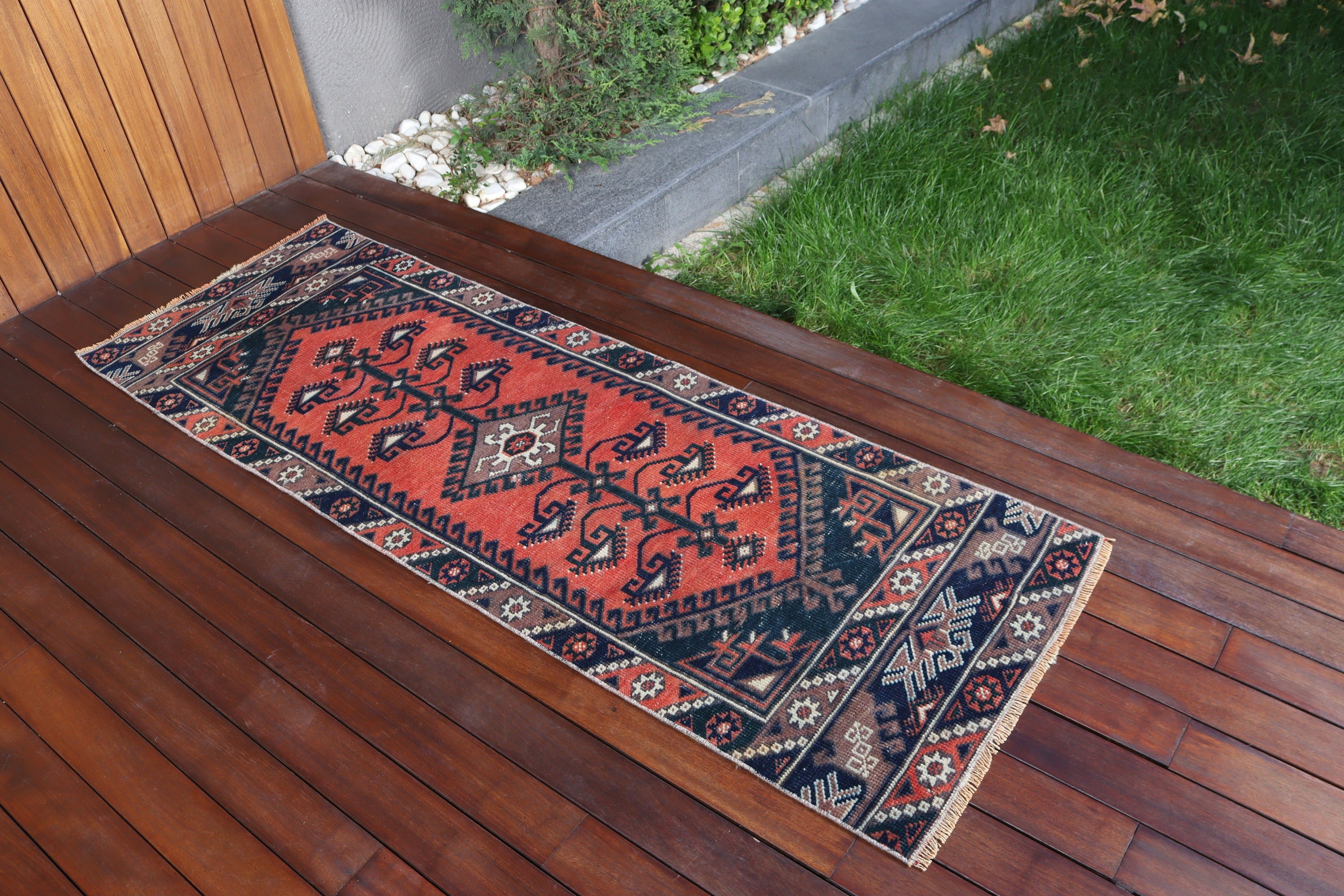 2.1x6.1 ft Runner Halıları, Vintage Halılar, Boho Halısı, Koridor Halısı, Sanatsal Halı, Koridor Halıları, Türk Halısı, Anadolu Halısı, Kırmızı Düz ​​Dokuma Halı