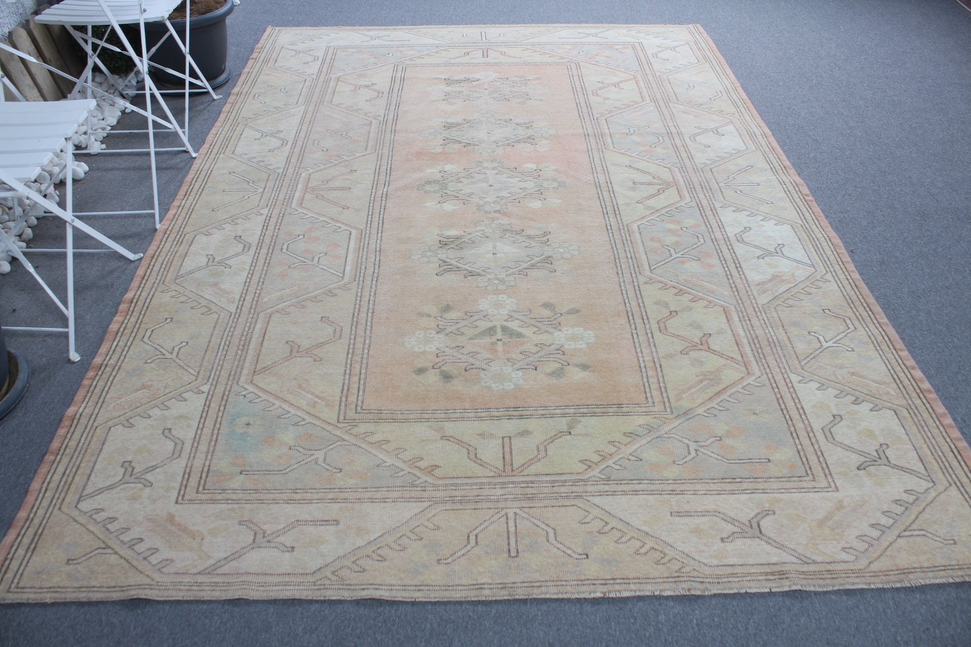 Dining Room Rugs, Aesthetic Rug, Beige Anatolian Rugs, Turkish Rugs, Vintage Rug, Floor Rugs, Cool Rug, 6.5x9.1 ft Large Rugs, Bedroom Rug