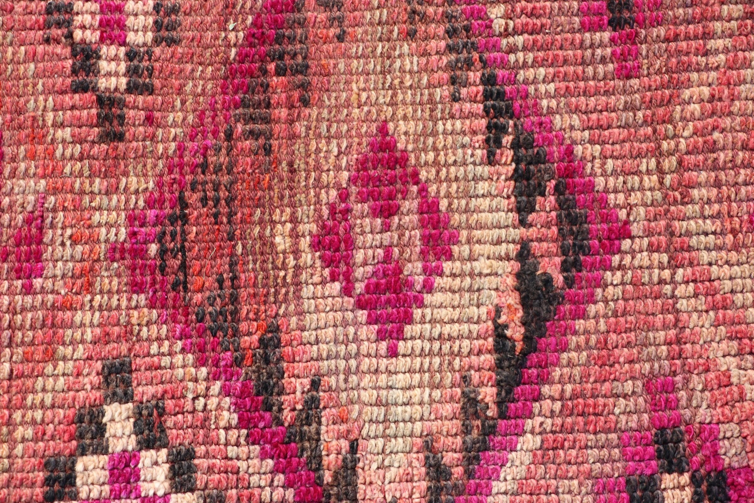 Turkish Rugs, Vintage Rug, Corridor Rugs, 2.6x10 ft Runner Rug, Old Rug, Rugs for Hallway, Pink Bedroom Rug, Home Decor Rug