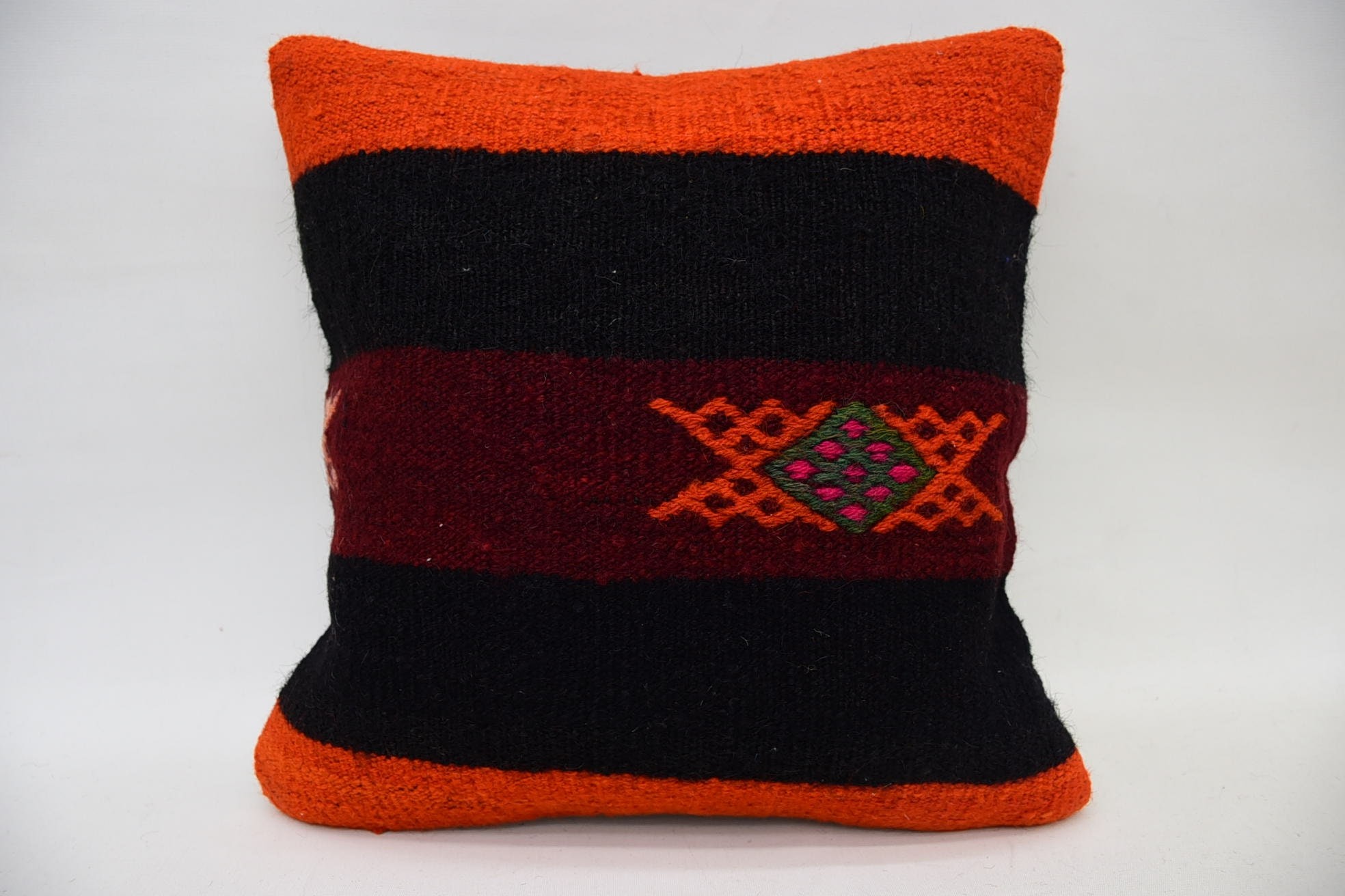 Kilim Pillow, Retro Throw Pillow, Custom Pillow Case, Pillow for Sofa, 14"x14" Orange Pillow Cover, Vintage Kilim Pillow