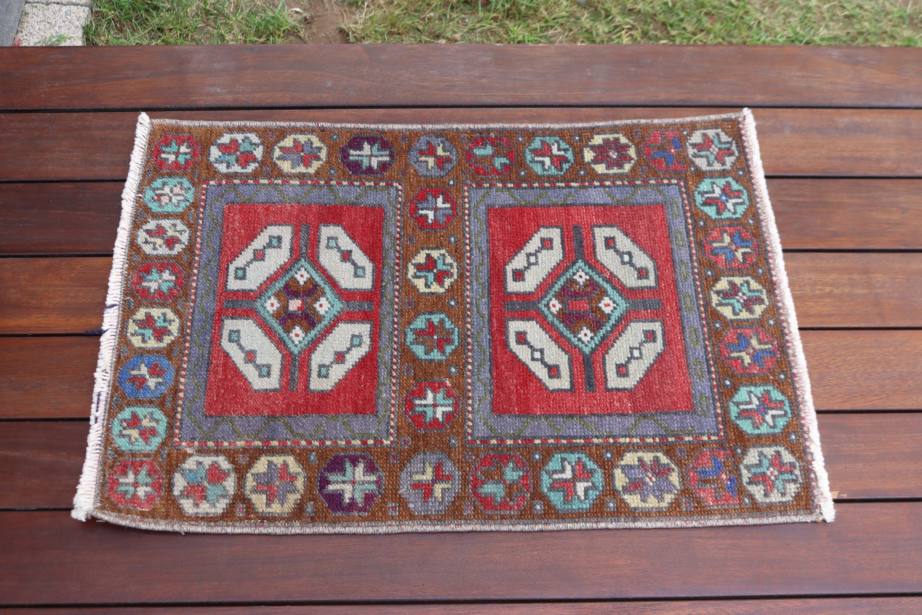 Kırmızı Ev Dekor Halısı, Vintage Halılar, Düz Dokuma Halı, Küçük Boho Halısı, Antika Halı, 1.5x2.3 ft Küçük Halılar, Türk Halıları, Küçük Alan Halısı