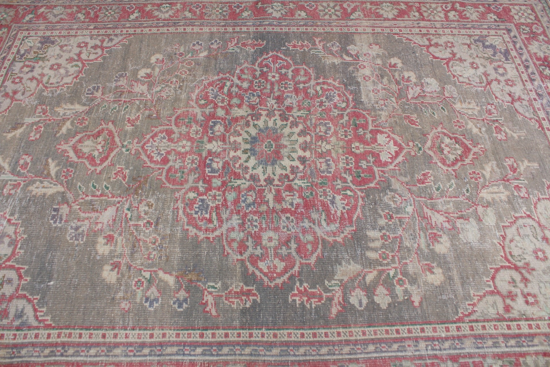 Salon Halıları, Vintage Halı, 6x8,7 ft Büyük Halı, Yatak Odası Halısı, Türk Halısı, Anadolu Halıları, Oturma Odası Halısı, Gri Soğuk Halı, Oushak Halıları