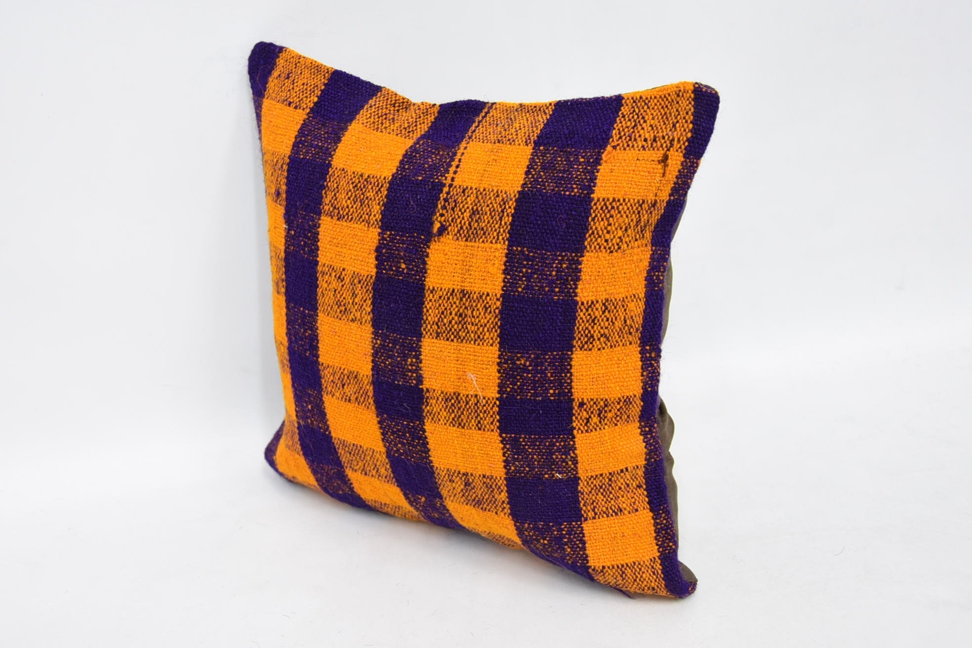 Retro Throw Pillow Cover, Kilim Pillow Cover, 12"x12" Orange Cushion Cover, Turkish Pillow, Ethnical Kilim Rug Pillow