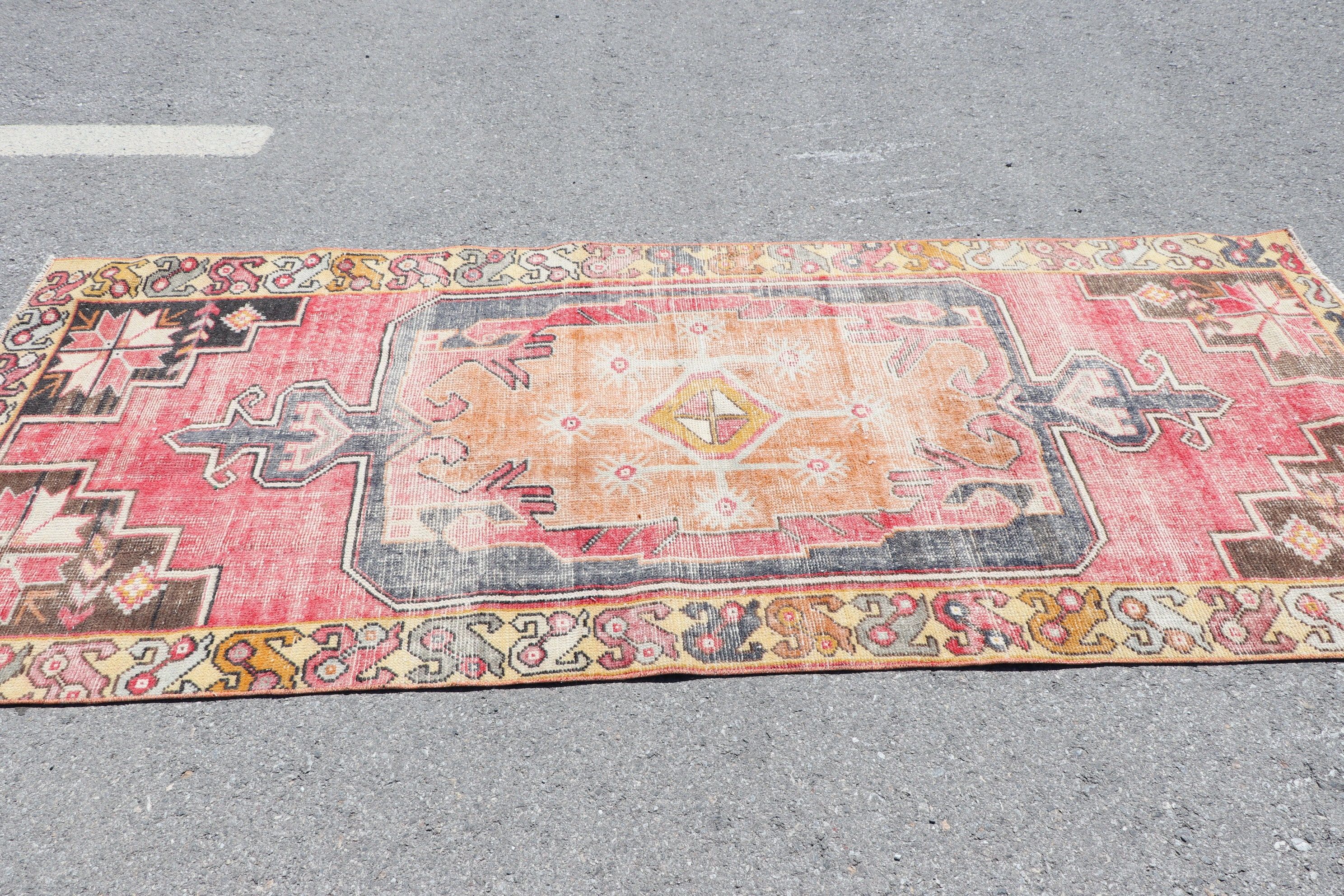 Anatolian Rugs, Turkish Rug, Bedroom Rugs, 3.7x8.9 ft Area Rug, Red Moroccan Rug, Vintage Rugs, Vintage Decor Rug, Rugs for Nursery