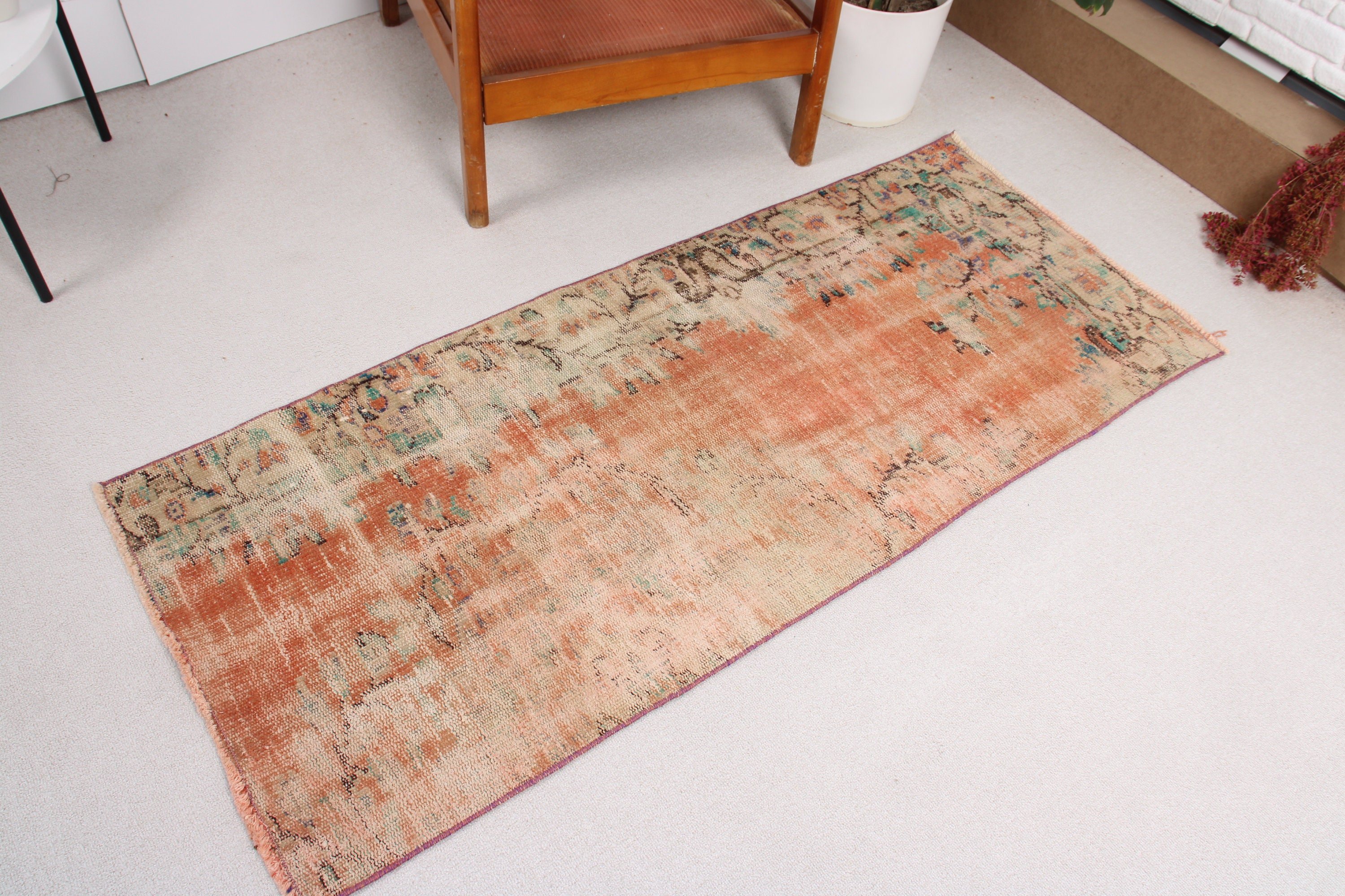 Orange Statement Rug, Bath Rugs, Vintage Rug, Antique Rugs, Turkish Rug, Home Decor Rug, Small Boho Rug, Floor Rug, 2.3x5.4 ft Small Rugs