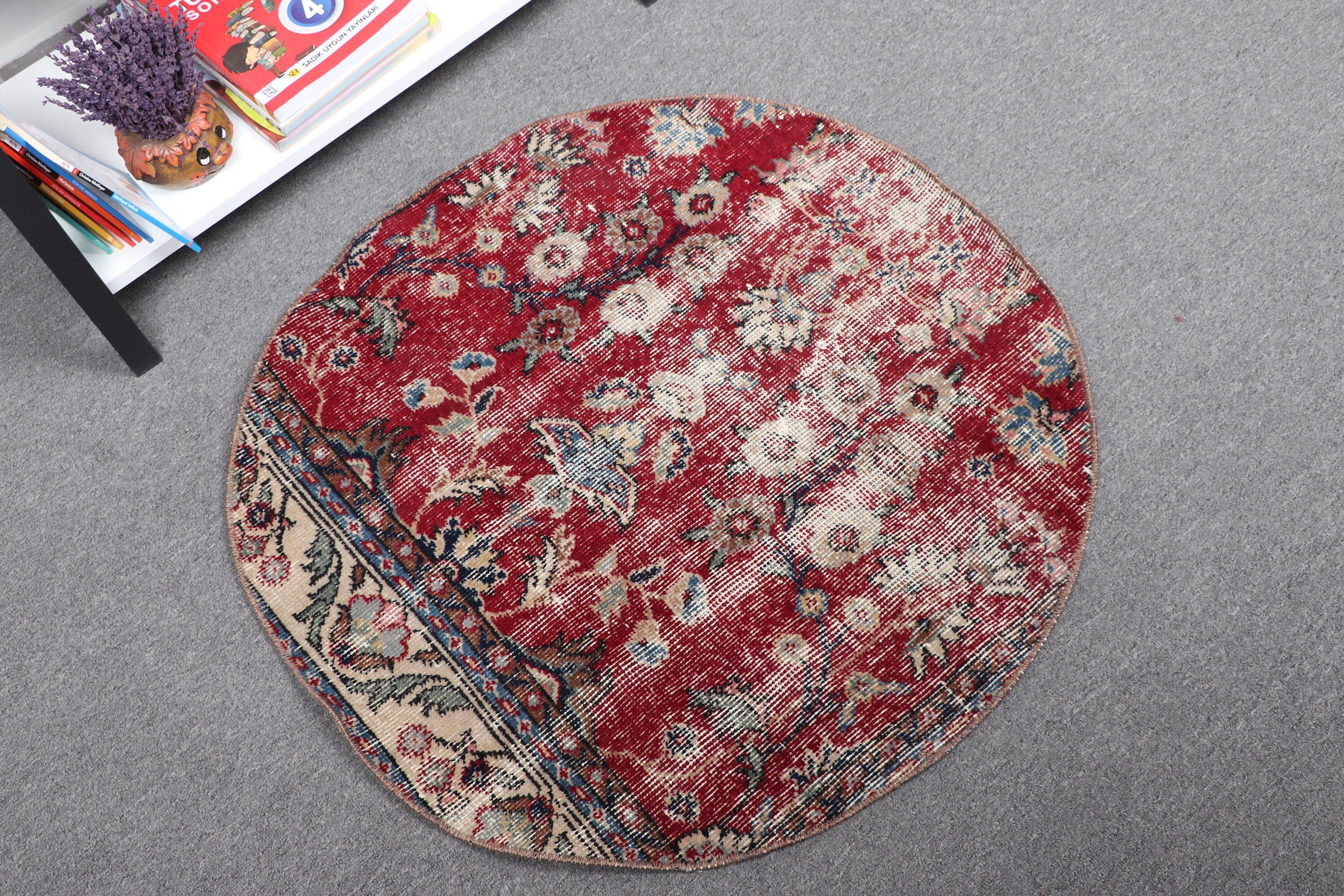 Mutfak Halısı, Yurt Halısı, Türk Halısı, Antika Halı, Vintage Halı, Kırmızı 2,7x2,7 ft Küçük Halılar, Banyo Halısı, Oryantal Halılar, Göçebe Halı