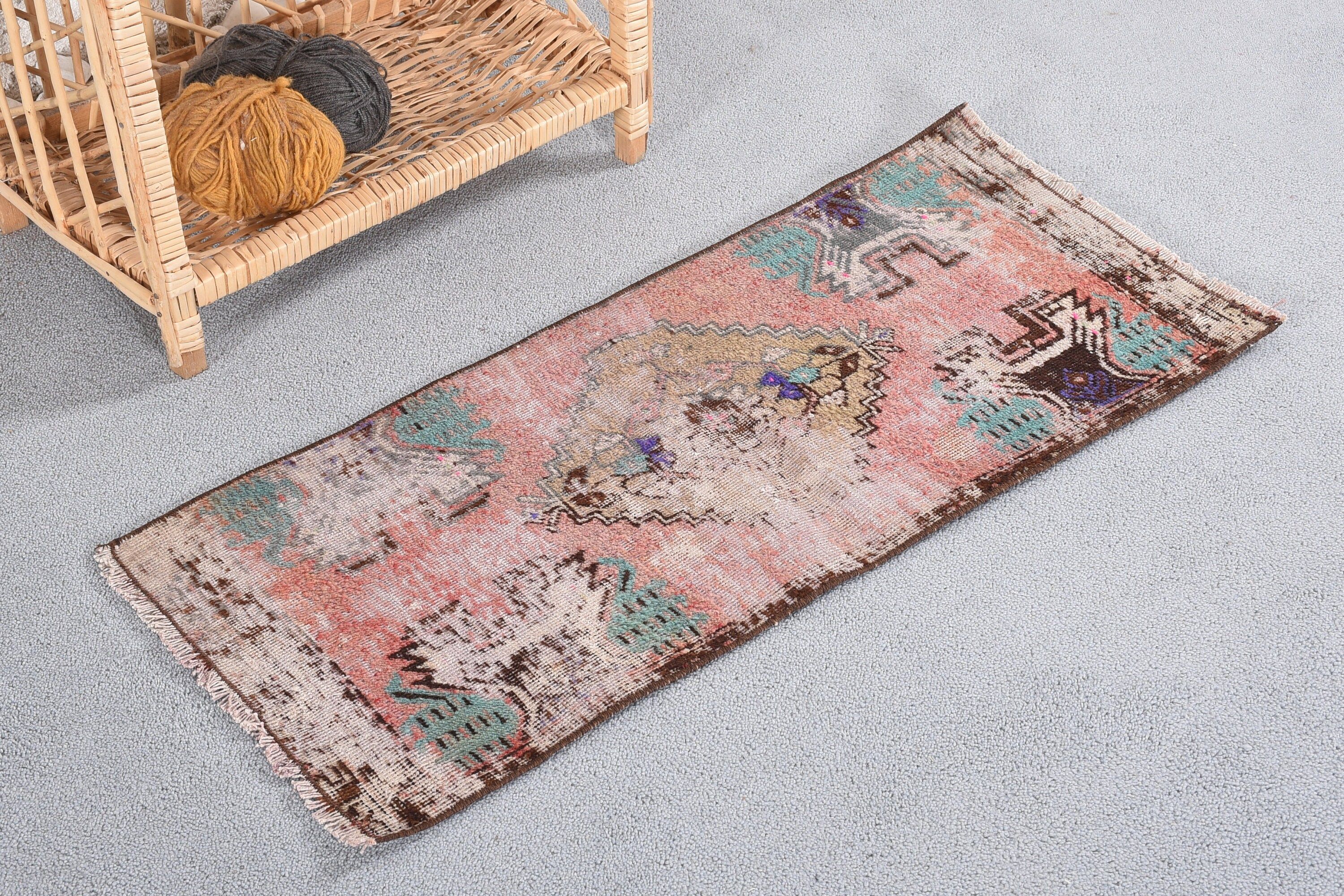 Cool Rug, Vintage Rugs, 1.2x2.9 ft Small Rugs, Car Mat Rugs, Rugs for Entry, Bath Rug, Turkish Rugs, Brown Oushak Rugs, Moroccan Rug