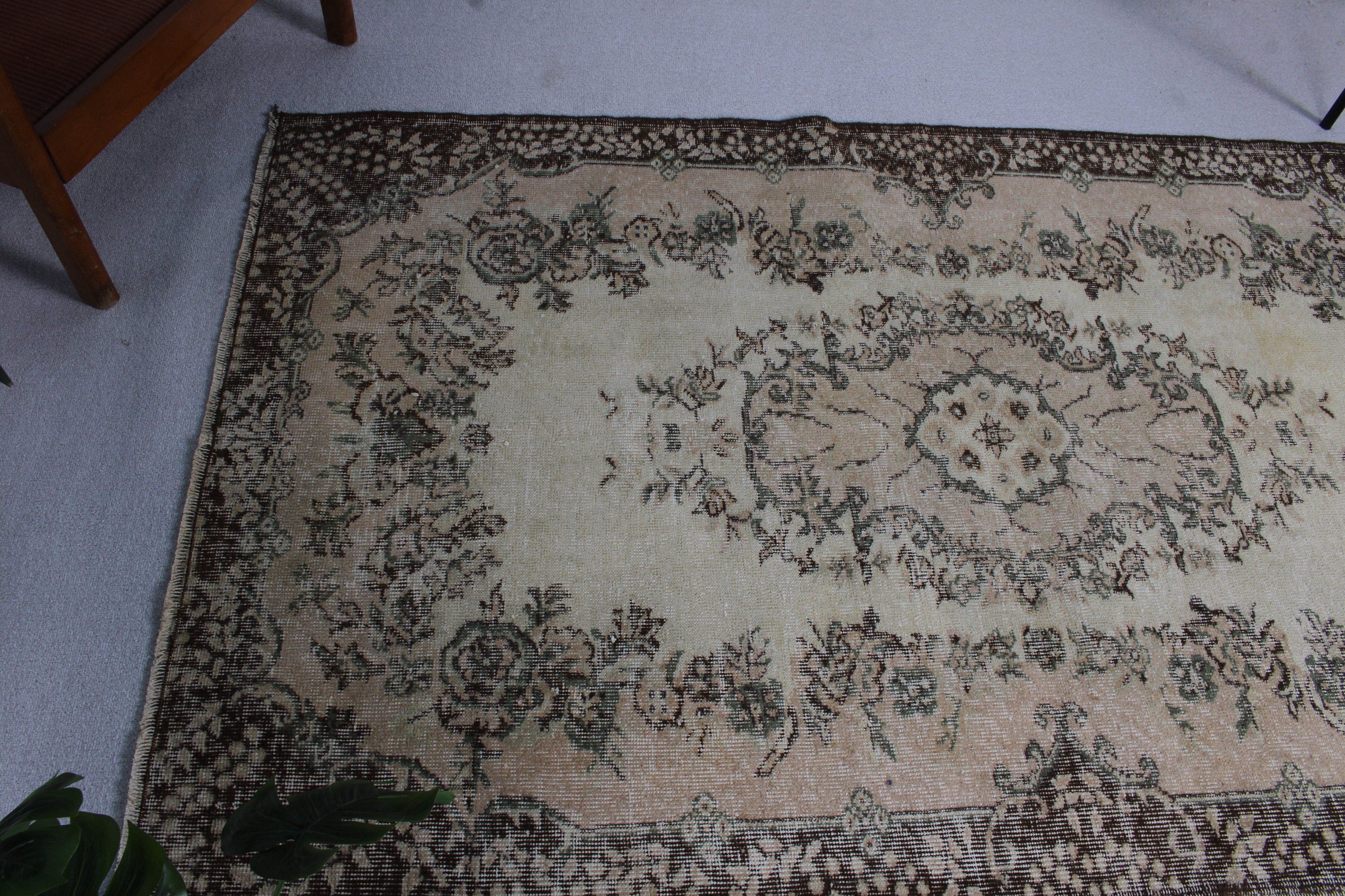 Bej Anadolu Halısı, Etnik Halılar, Düz Dokuma Halı, İç Mekan Halısı, Türk Halısı, Geometrik Halı, 4x6,5 ft Alan Kilimi, Alan Kilimleri, Vintage Halı