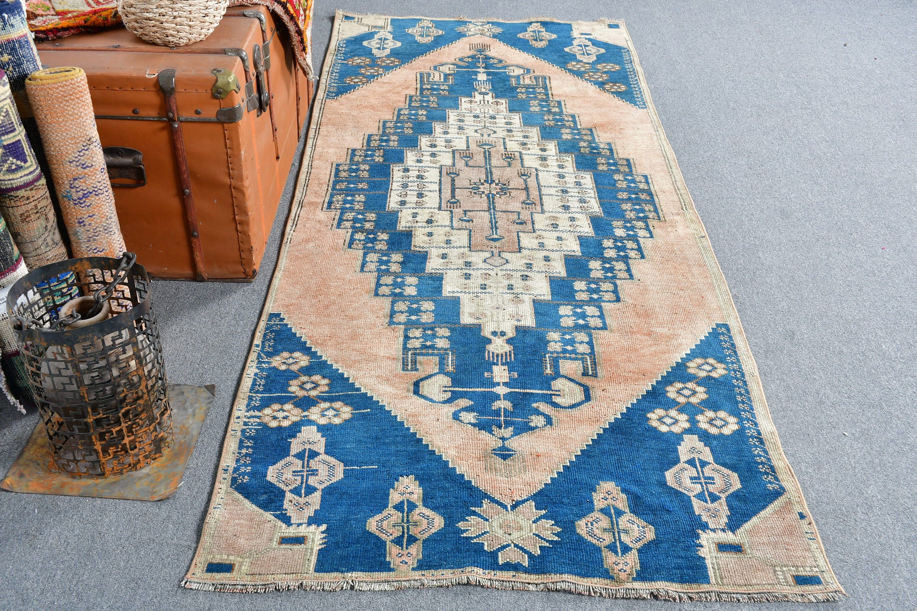 Dining Room Rug, Aesthetic Rug, Oushak Rug, Brown Kitchen Rug, Turkish Rugs, Rugs for Nursery, 3.3x8 ft Area Rug, Vintage Rug, Kitchen Rug