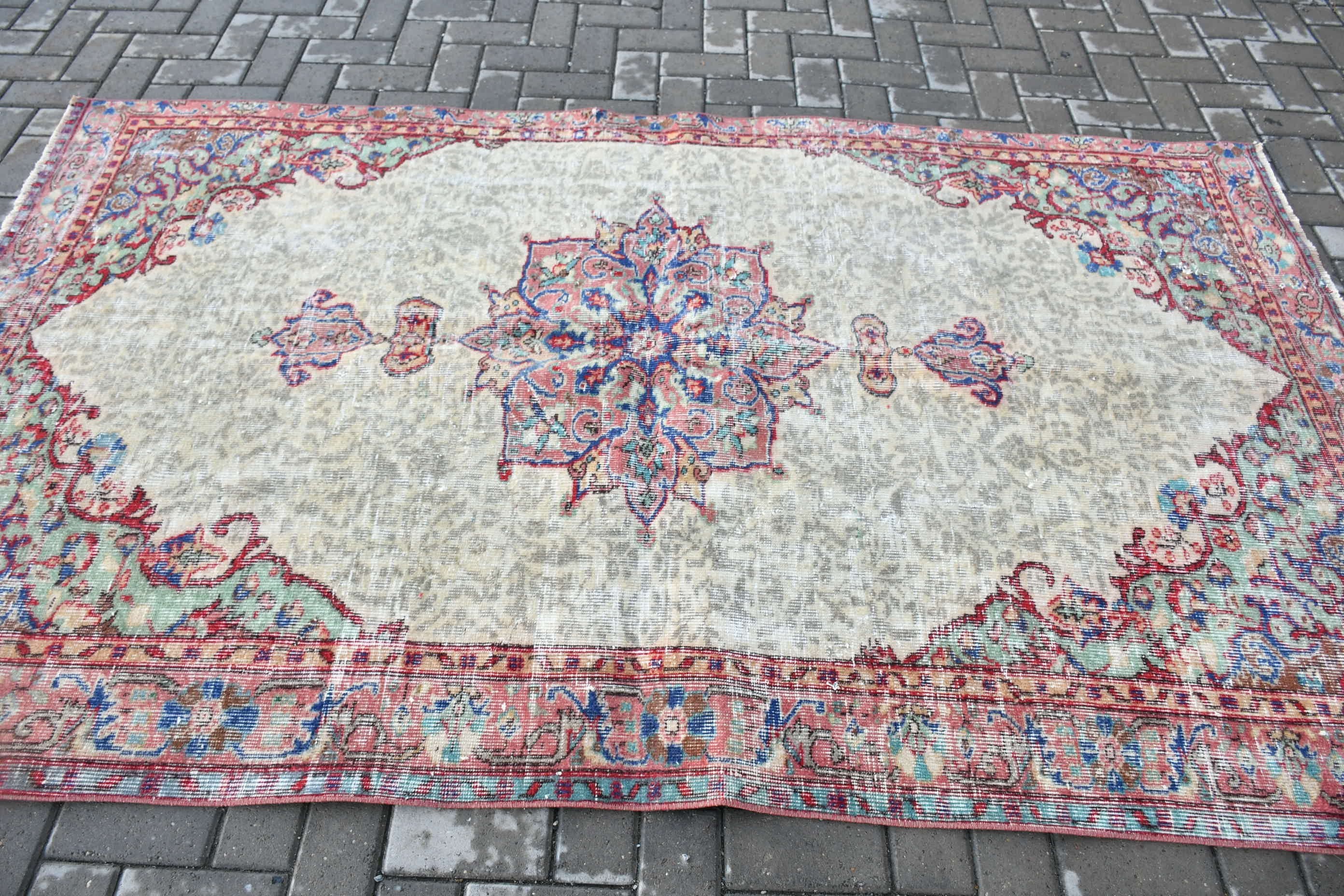 Home Decor Rug, Turkish Rug, Antique Rugs, Designer Rug, Floor Rug, Living Room Rugs, Green Oriental Rug, Vintage Rugs, 4.9x8.1 ft Area Rug