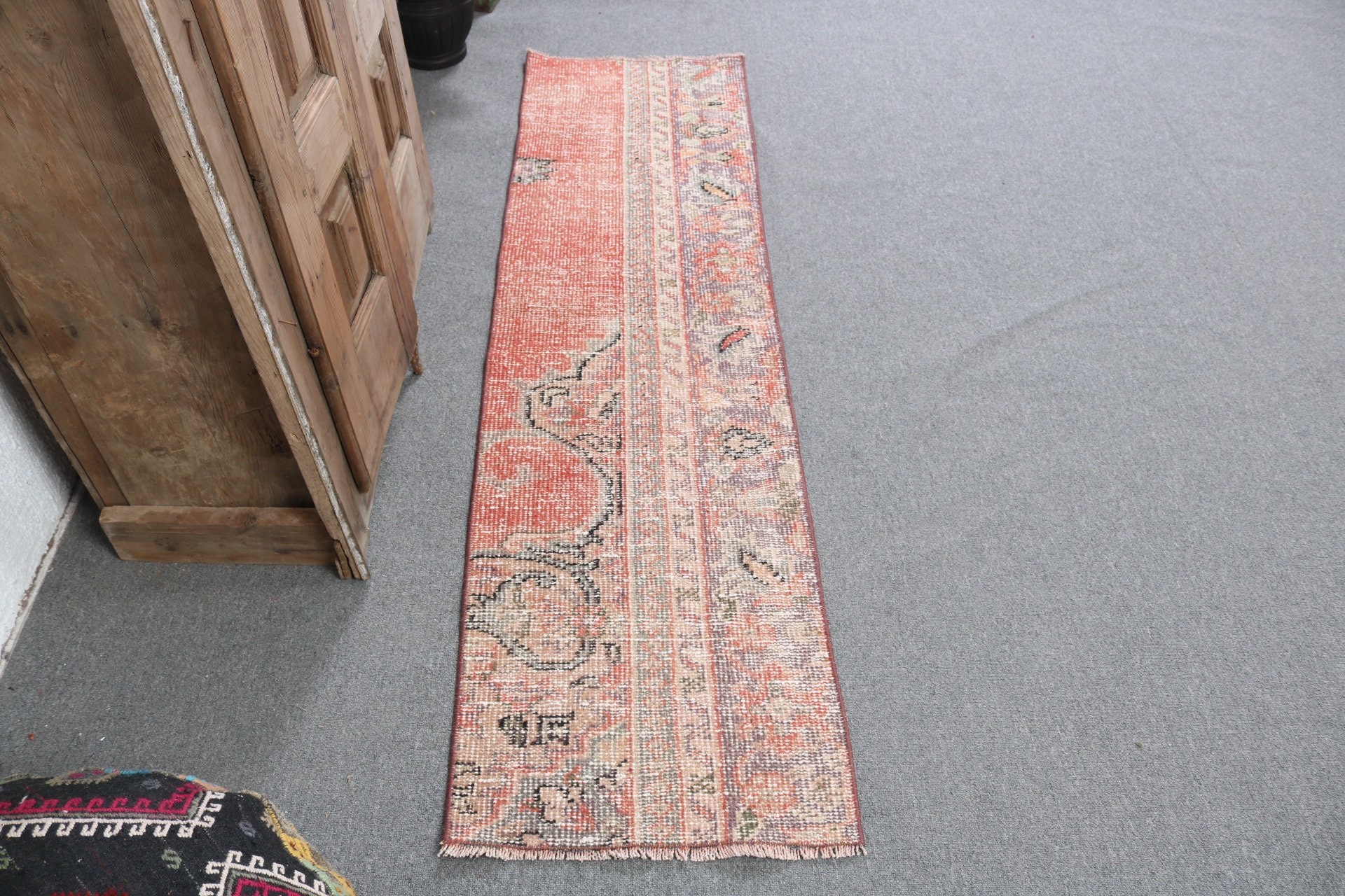 1.6x6 ft Runner Halıları, Koridor Halısı, Uzun Yolluk Halısı, Yer Halısı, Türk Halıları, Kırmızı Geometrik Halı, Etnik Halılar, Vintage Halı