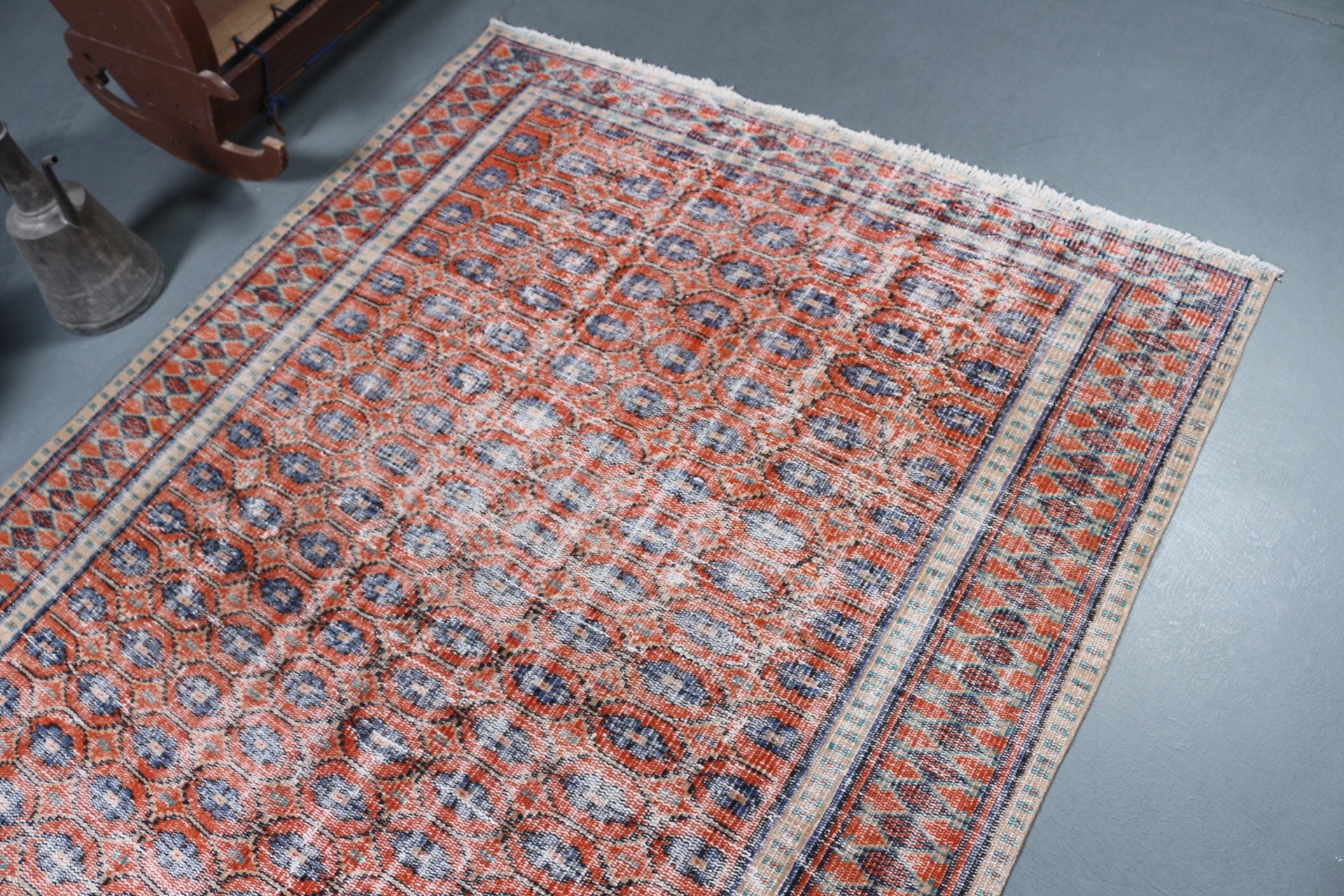 Rugs for Indoor, 4.7x7.5 ft Area Rugs, Cool Rug, Turkish Rug, Bedroom Rug, Kitchen Rug, Orange Moroccan Rug, Vintage Rug