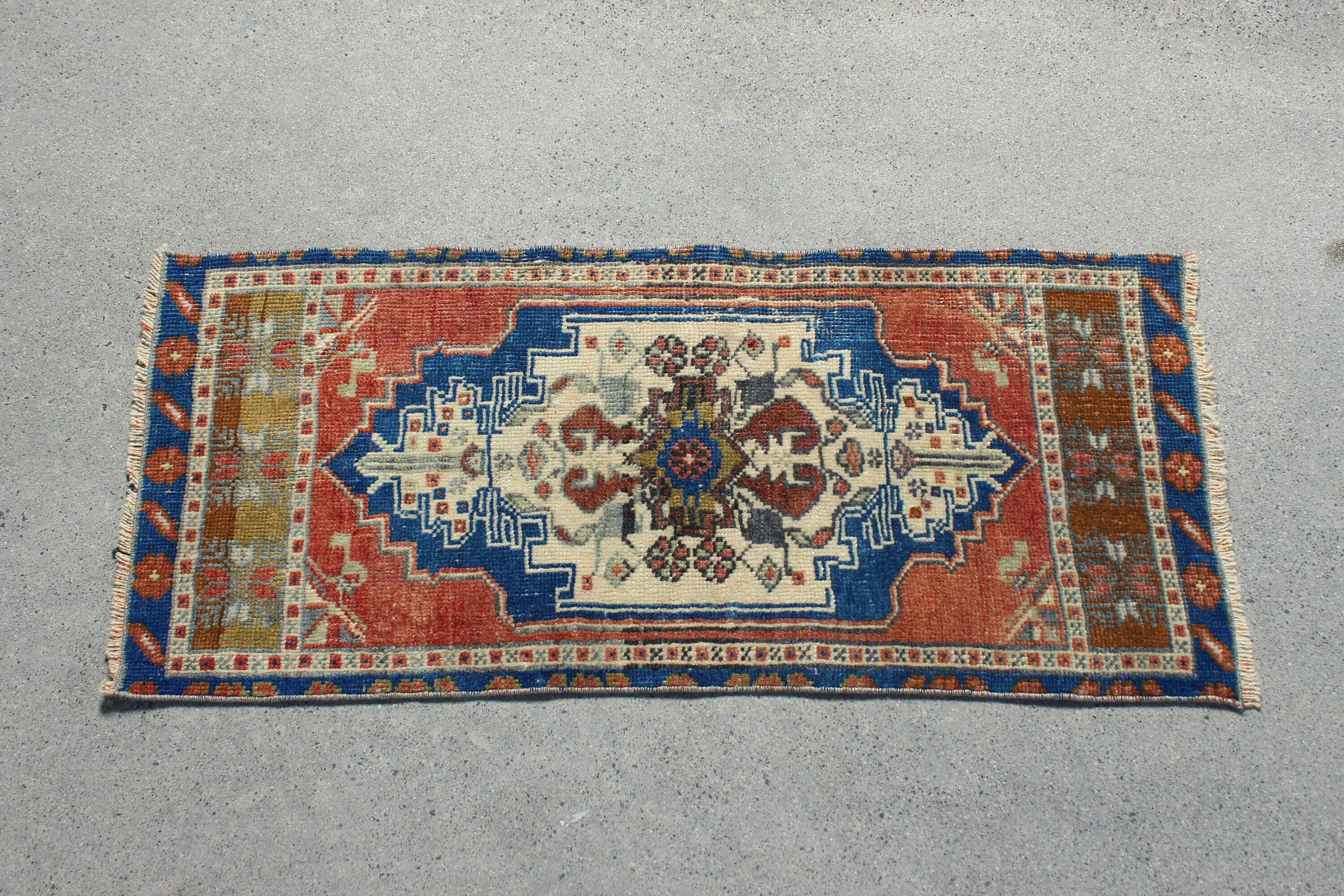 Turkish Rugs, Oushak Rugs, Nursery Rugs, Moroccan Rug, 1.3x2.9 ft Small Rug, Entry Rug, Brown Wool Rugs, Vintage Rug, Rugs for Bedroom