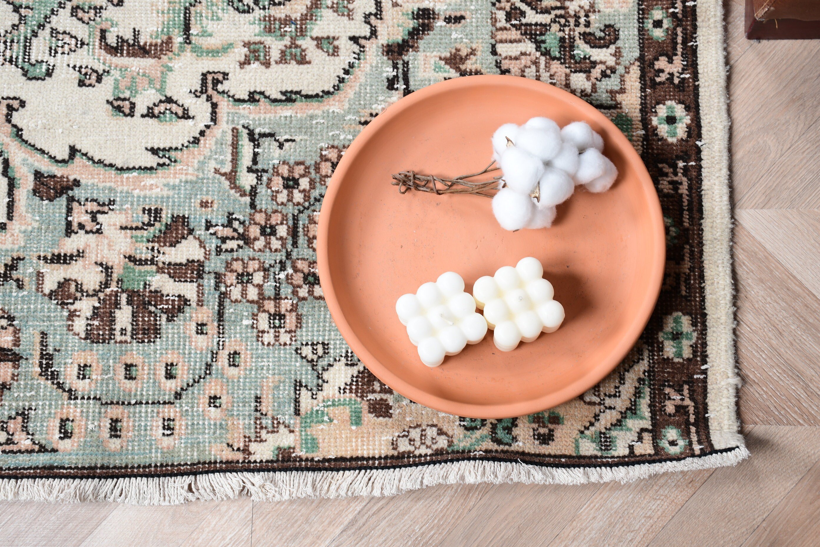 Living Room Rug, Vintage Rug, Muted Rug, Dining Room Rugs, Turkish Rug, 6.8x9.6 ft Large Rug, Beige Oushak Rug, Wool Rug