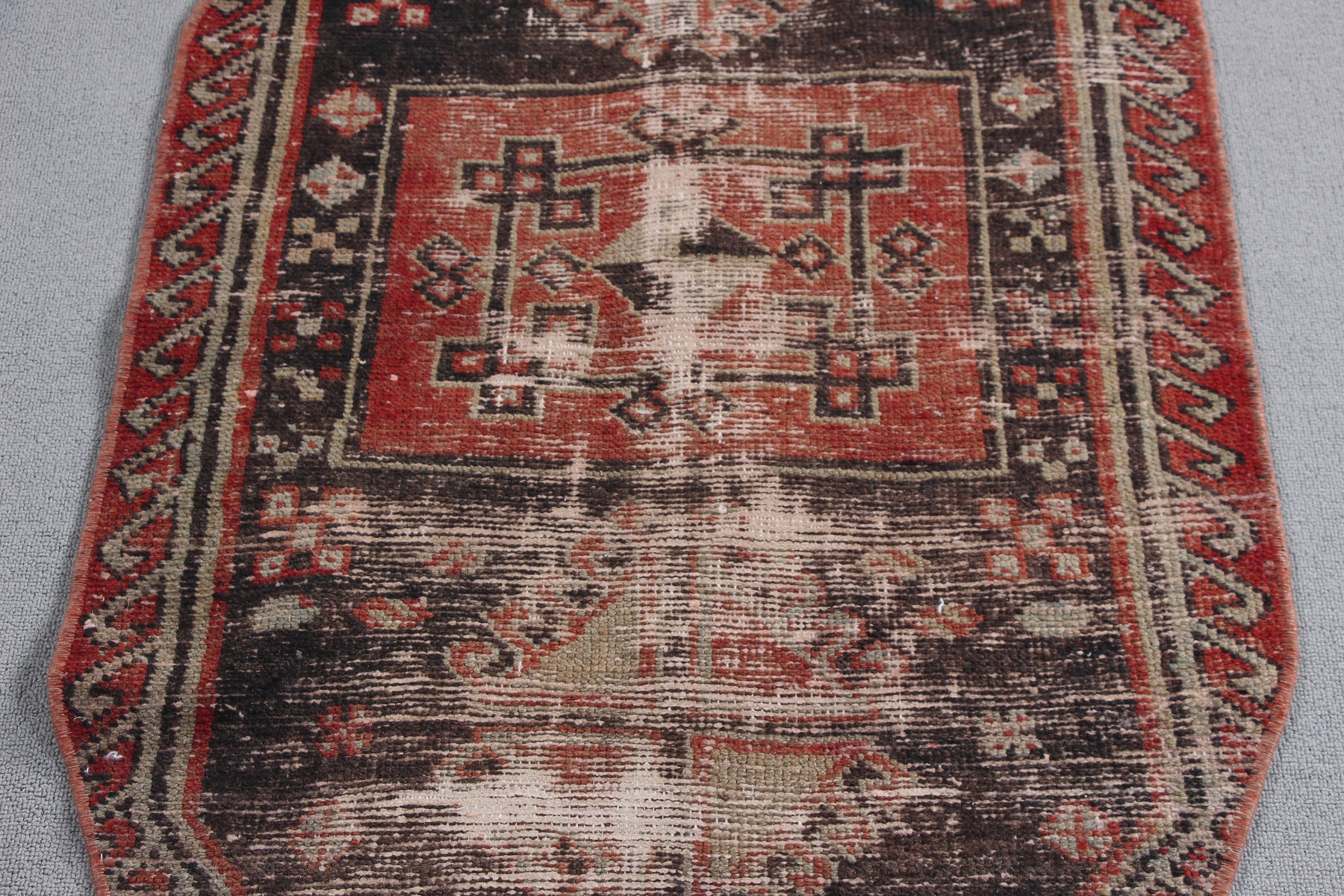 Vintage Halılar, Lüks Halı, Yün Halı, Koridor Halıları, Koridor Halısı, Türk Halısı, Koridor Halıları, Kırmızı El Dokuma Halılar, 2.3x5.9 ft Yolluk Halısı