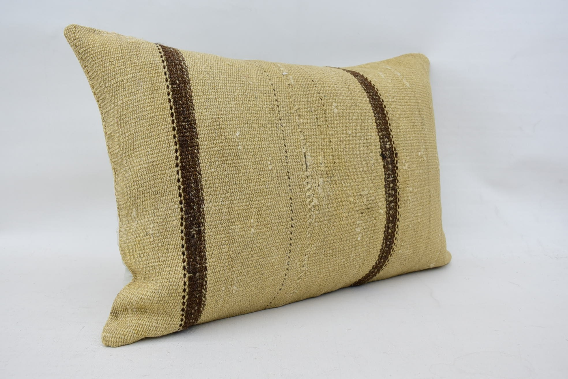 Decorative Throw Cushion Cover, Vintage Kilim Pillow, Boho Pillow, 16"x24" Beige Pillow Case, Turkish Corner Pillow Cover, Turkish Pillow