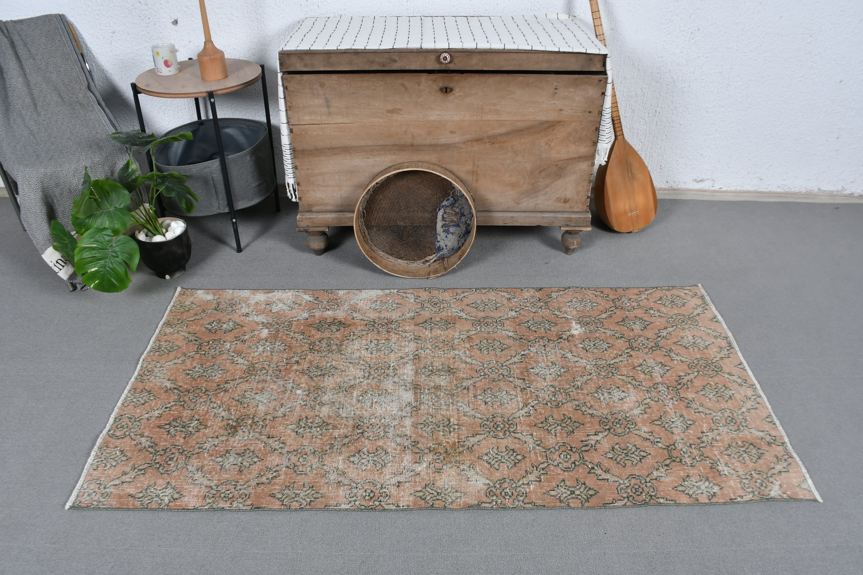 Mutfak Halıları, Vintage Halı, Fas Halısı, Türk Halısı, 3x5,9 ft Aksan Halısı, Havalı Halılar, Giriş Halıları, Turuncu Yün Halılar, Çocuk Halısı