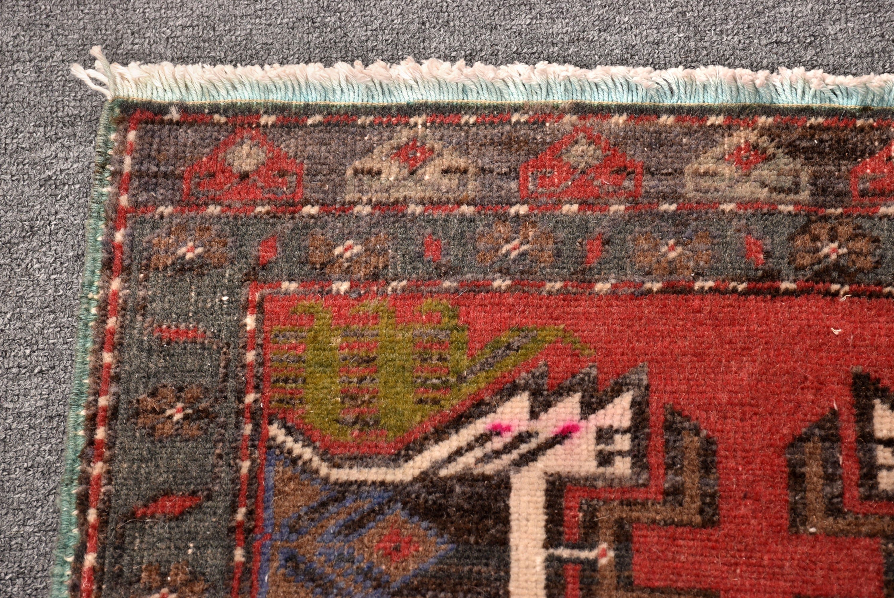 Bath Rug, 1.8x3 ft Small Rug, Red Floor Rug, Bedroom Rug, Turkish Rug, Handwoven Rugs, Vintage Rug, Rugs for Small Vintage