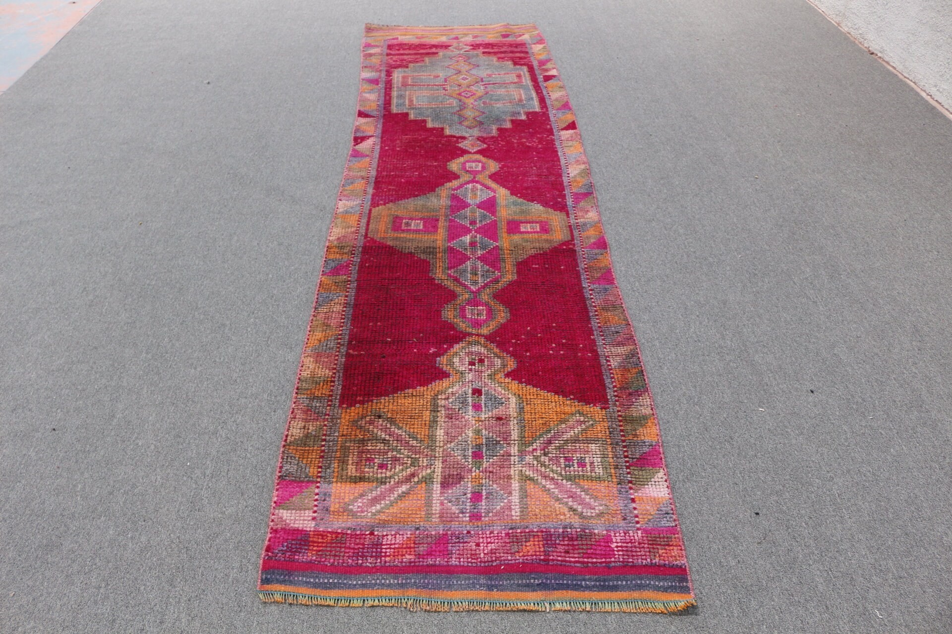 Vintage Halı, Mutfak Halısı, 2,9x10,3 ft Yolluk Halıları, Koridor Halısı, Koridor Halıları, Türk Halısı, Pembe Havalı Halı, Havalı Halılar, Anadolu Halısı