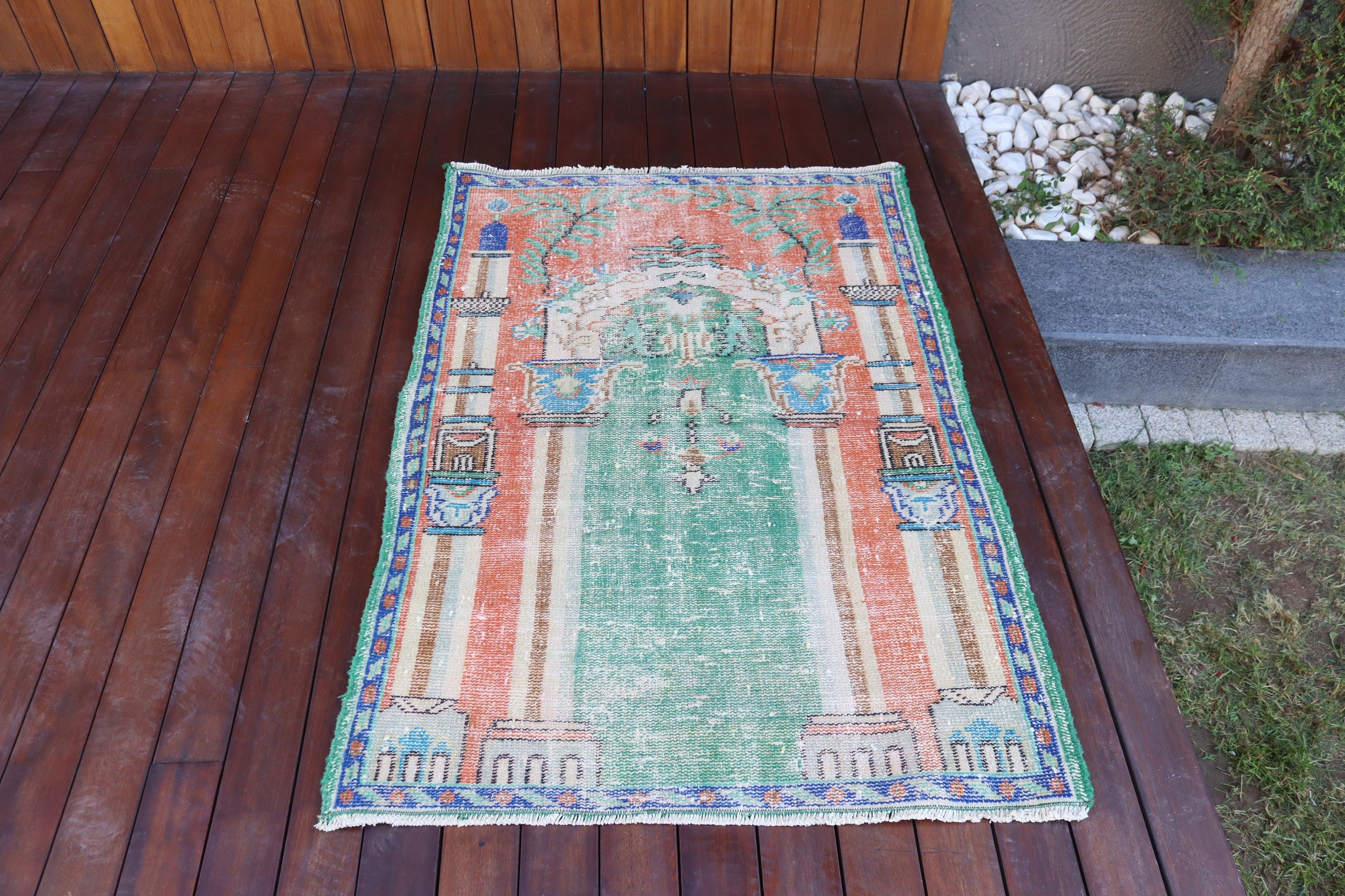 Vintage Halılar, Anadolu Halıları, 3x4,3 ft Küçük Halılar, Yeşil Düz Dokuma Halılar, Mutfak Halıları, Araba Paspası Halıları, Türk Halısı, Kapı Paspası Halısı