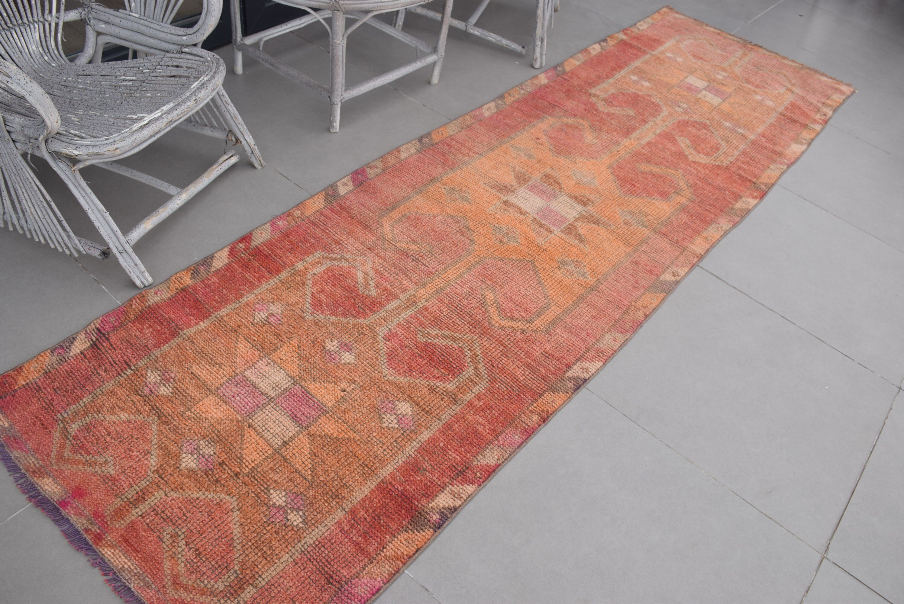 Red Home Decor Rug, Floor Rug, Corridor Rugs, 2.9x10.4 ft Runner Rug, Turkish Rug, Rugs for Runner, Stair Rugs, Bedroom Rugs, Vintage Rugs