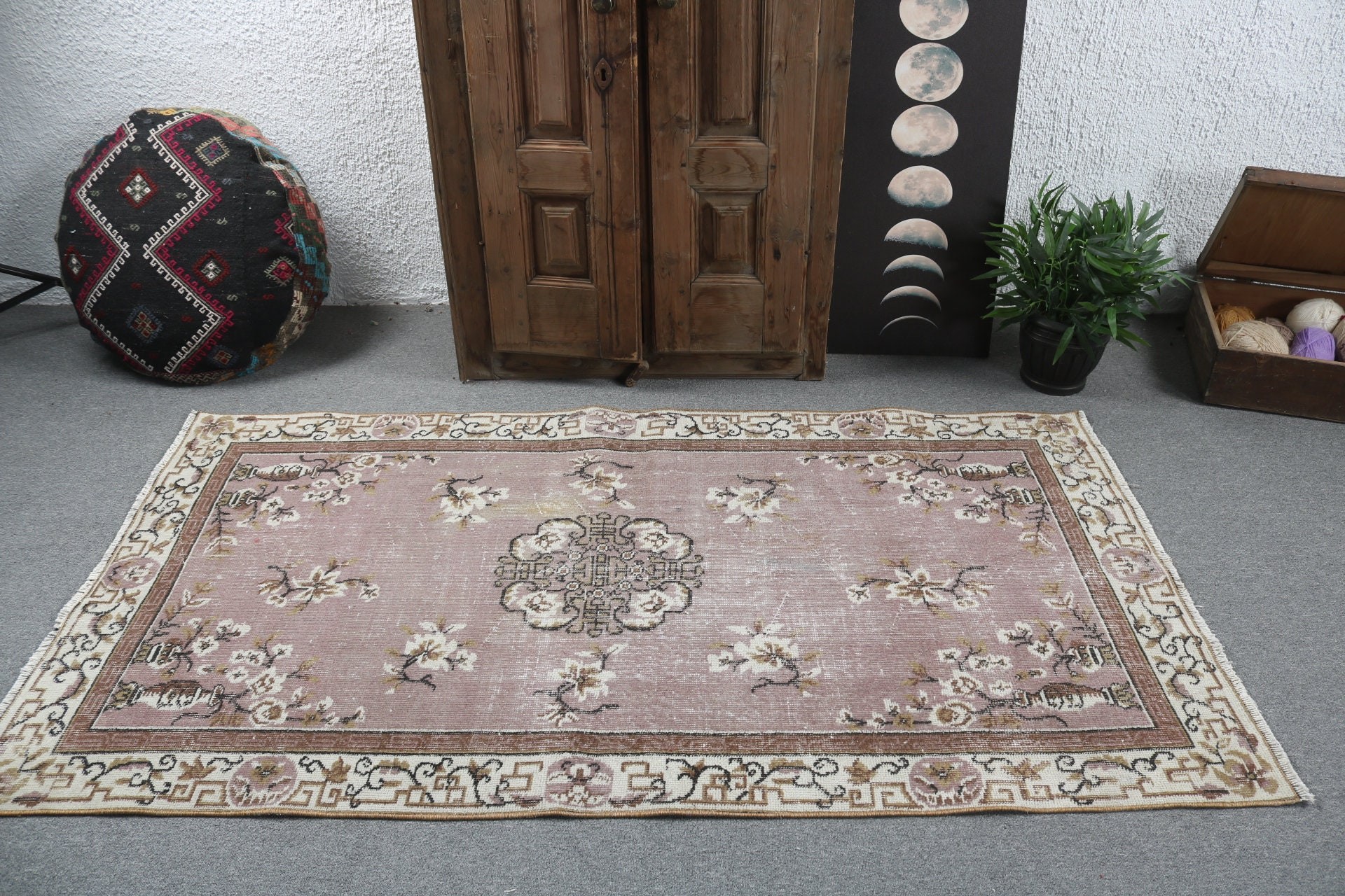 Vintage Rug, Modern Rug, Purple Luxury Rug, Vintage Area Rugs, Turkish Rug, Boho Area Rug, Ethnic Rugs, 3.6x6.7 ft Area Rug, Statement Rugs