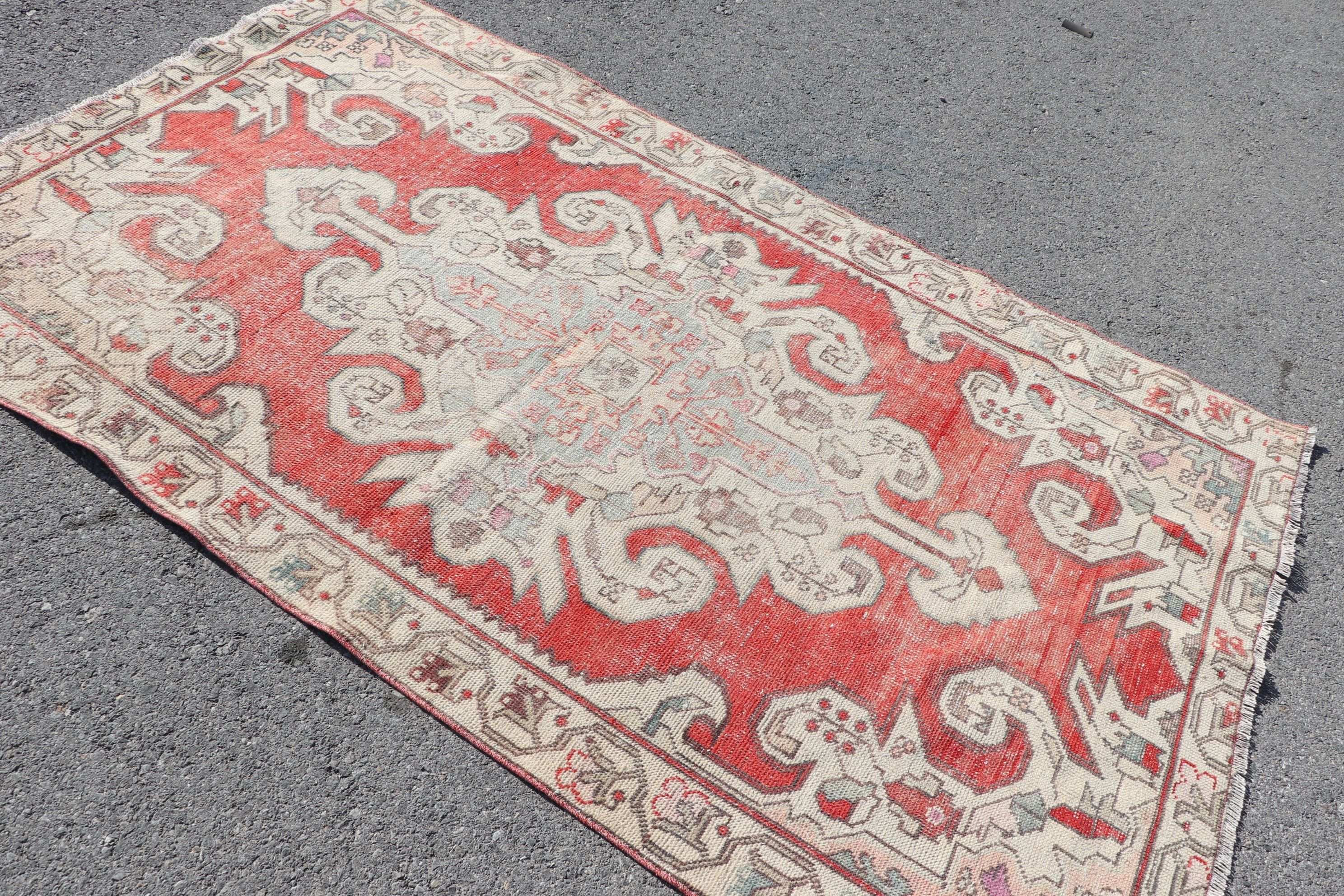 Kitchen Rugs, Dining Room Rug, 4.3x7.2 ft Area Rug, Red Cool Rugs, Bedroom Rugs, Vintage Rugs, Turkish Rug, Oushak Rugs, Rugs for Kitchen