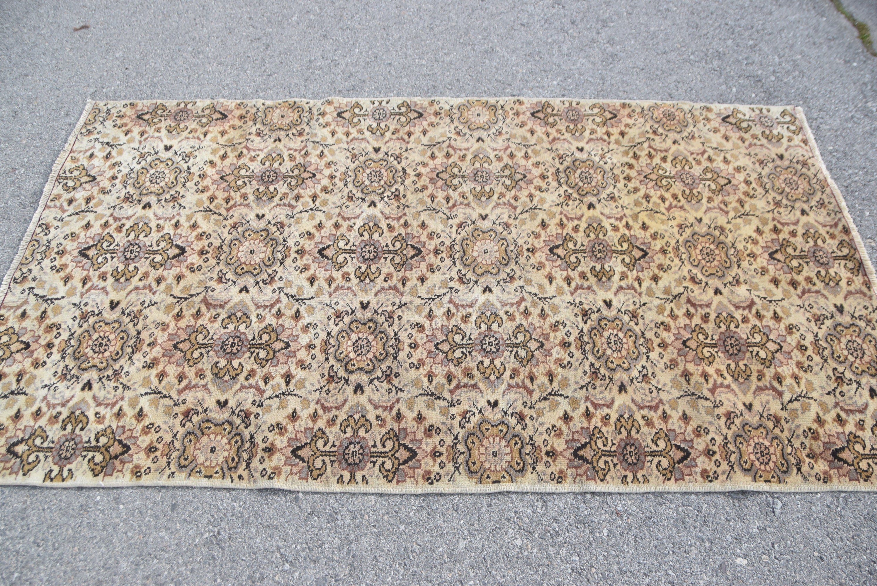 3.9x6.8 ft Area Rug, Oriental Rug, Floor Rug, Old Rug, Turkish Rug, Vintage Rug, Rugs for Area, Antique Rug, Nomadic Rug, Beige Cool Rug