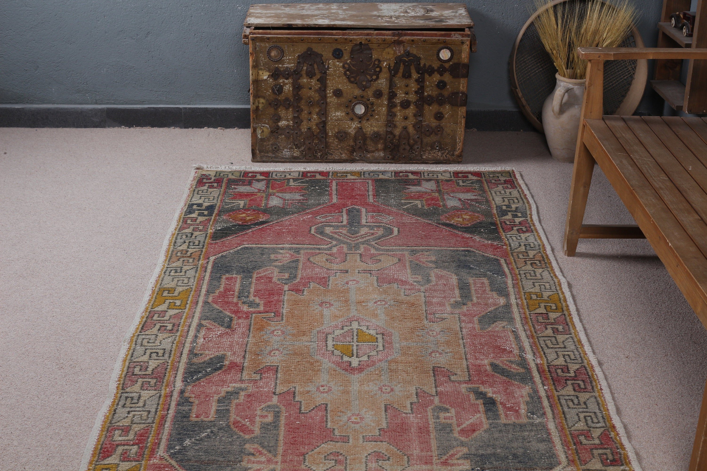 Rugs for Dining Room, Vintage Rugs, Floor Rug, Home Decor Rug, Turkish Rug, Nursery Rug, 4x8.6 ft Area Rug, Cool Rugs, Pink Bedroom Rugs