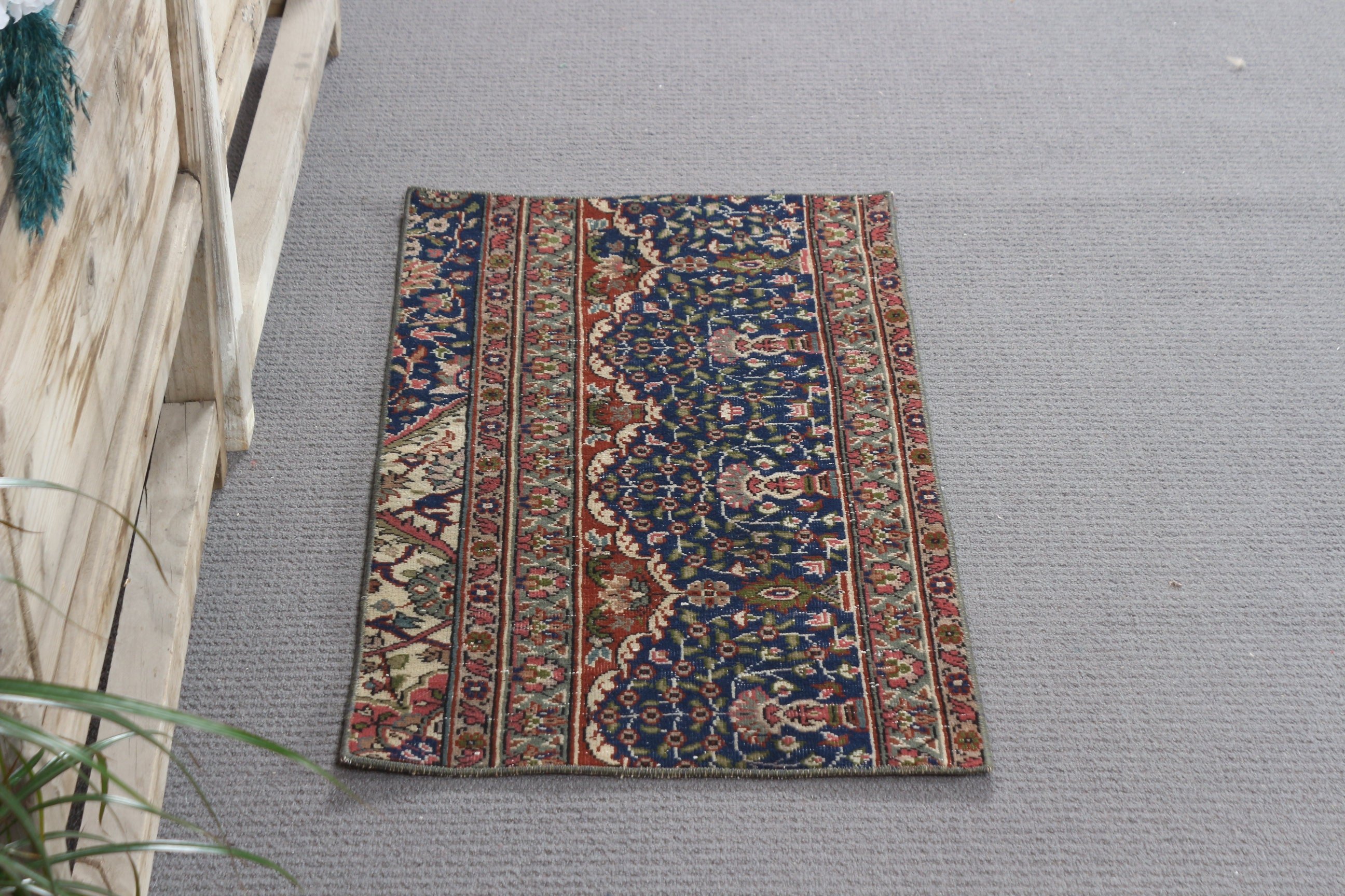 Blue Moroccan Rugs, Old Rugs, 1.5x2.8 ft Small Rugs, Turkish Rug, Vintage Rug, Door Mat Rug, Oriental Rugs, Wall Hanging Rug