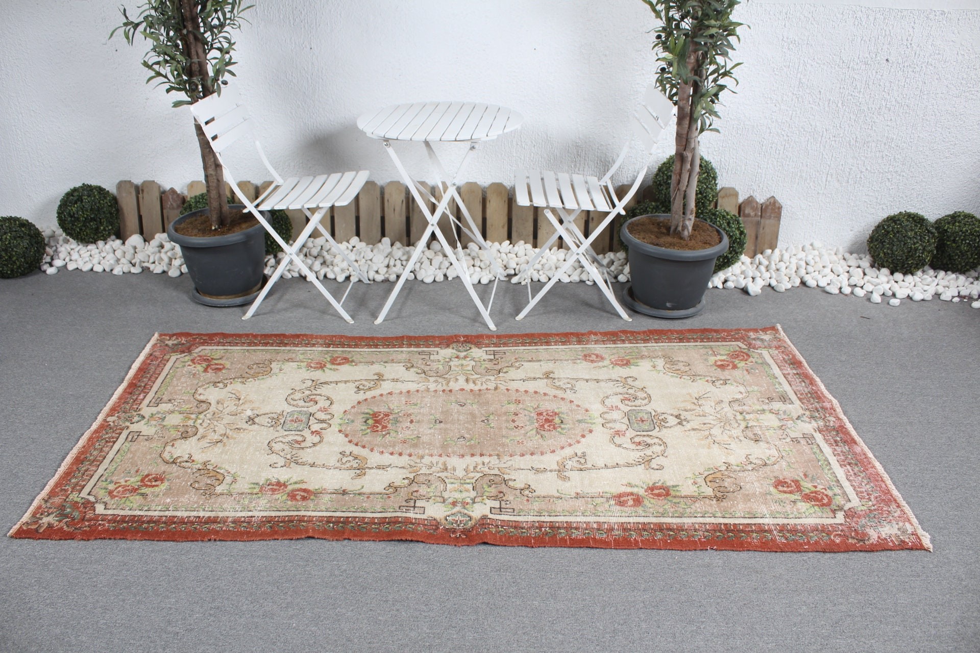 Dining Room Rugs, Anatolian Rug, Floor Rug, Organic Rug, Beige Kitchen Rug, Turkish Rug, Vintage Rugs, Antique Rugs, 3.6x7.5 ft Area Rug