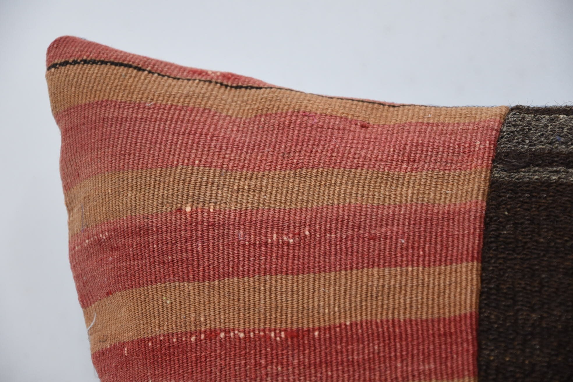 Boho Pillow, Gift Pillow, Turkish Kilim Pillow, 16"x24" Brown Pillow Case, Bolster Pillow Cover, Boho Throw Pillow Cover