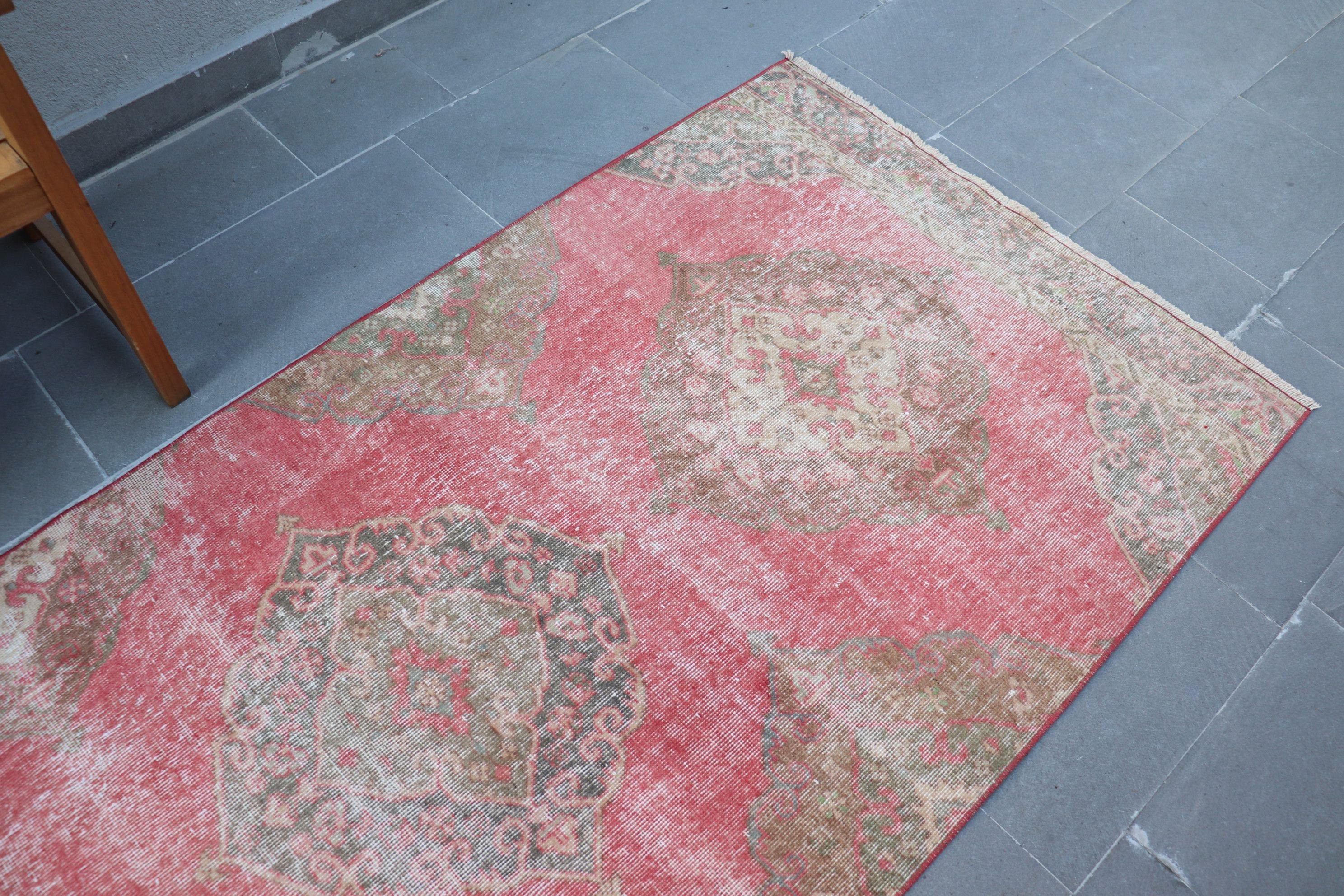 Red  3.5x12.4 ft Runner Rug, Rugs for Runner, Hallway Rug, Tribal Rug, Kitchen Rug, Turkish Rugs, Vintage Rug