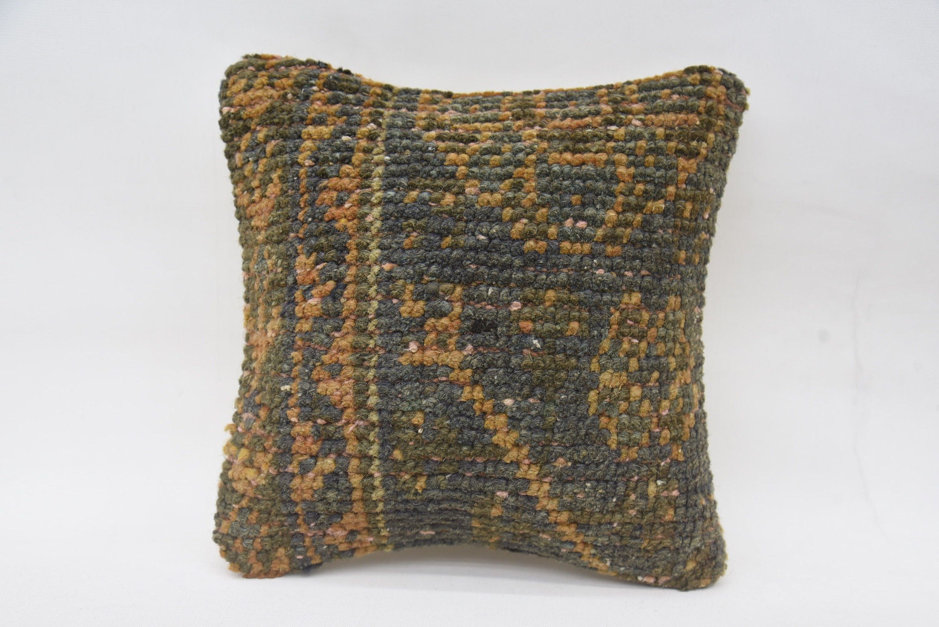 Tribal Pillow Sham, Turkish Kilim Pillow, Handmade Kilim Cushion, Antique Pillows, 12"x12" Orange Cushion Case