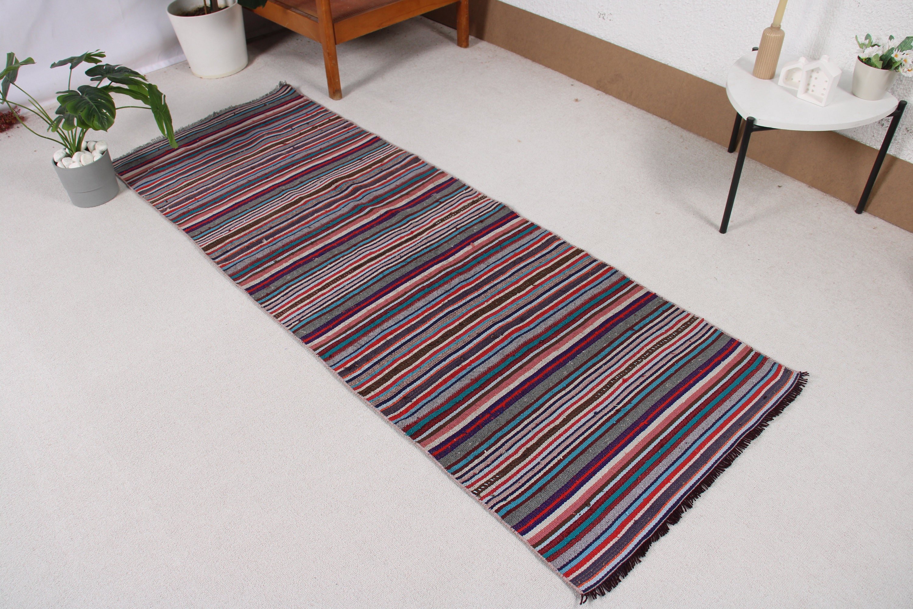 Kilim, Mor Oushak Halı, Türk Halıları, Beni Ourain Runner Halıları, Fas Halıları, Vintage Halı, 2.5x6.8 ft Runner Halıları, Nötr Halılar