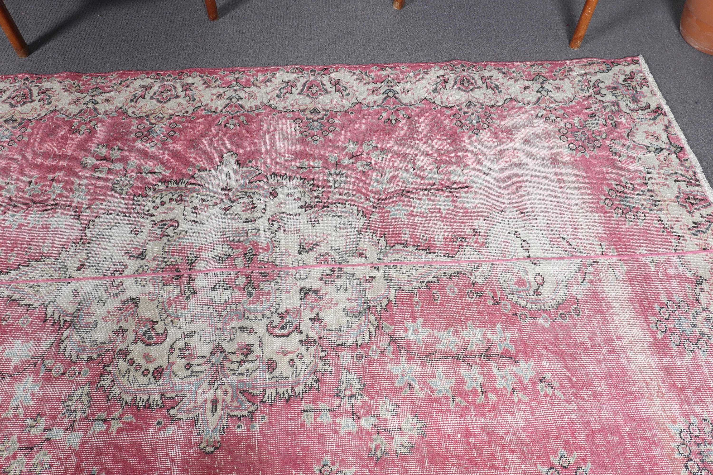 Anatolian Rug, Salon Rugs, 5.2x8.6 ft Large Rug, Vintage Rugs, Kitchen Rug, Pink Kitchen Rug, Bedroom Rug, Rugs for Bedroom, Turkish Rugs