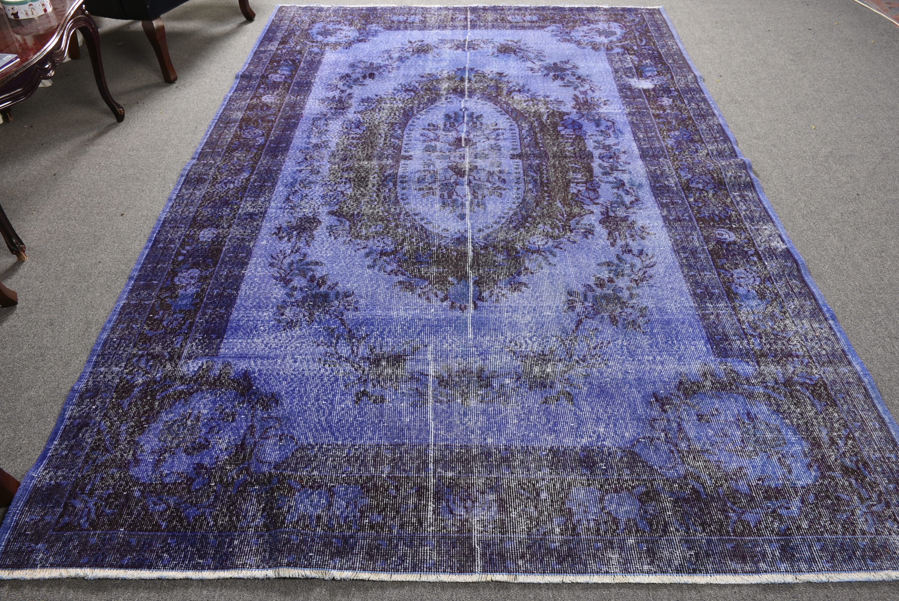 Dining Room Rug, Turkish Rug, Living Room Rug, Vintage Rugs, 6.3x9.6 ft Large Rug, Floor Rug, Pastel Rug, Blue Kitchen Rug, Cool Rug