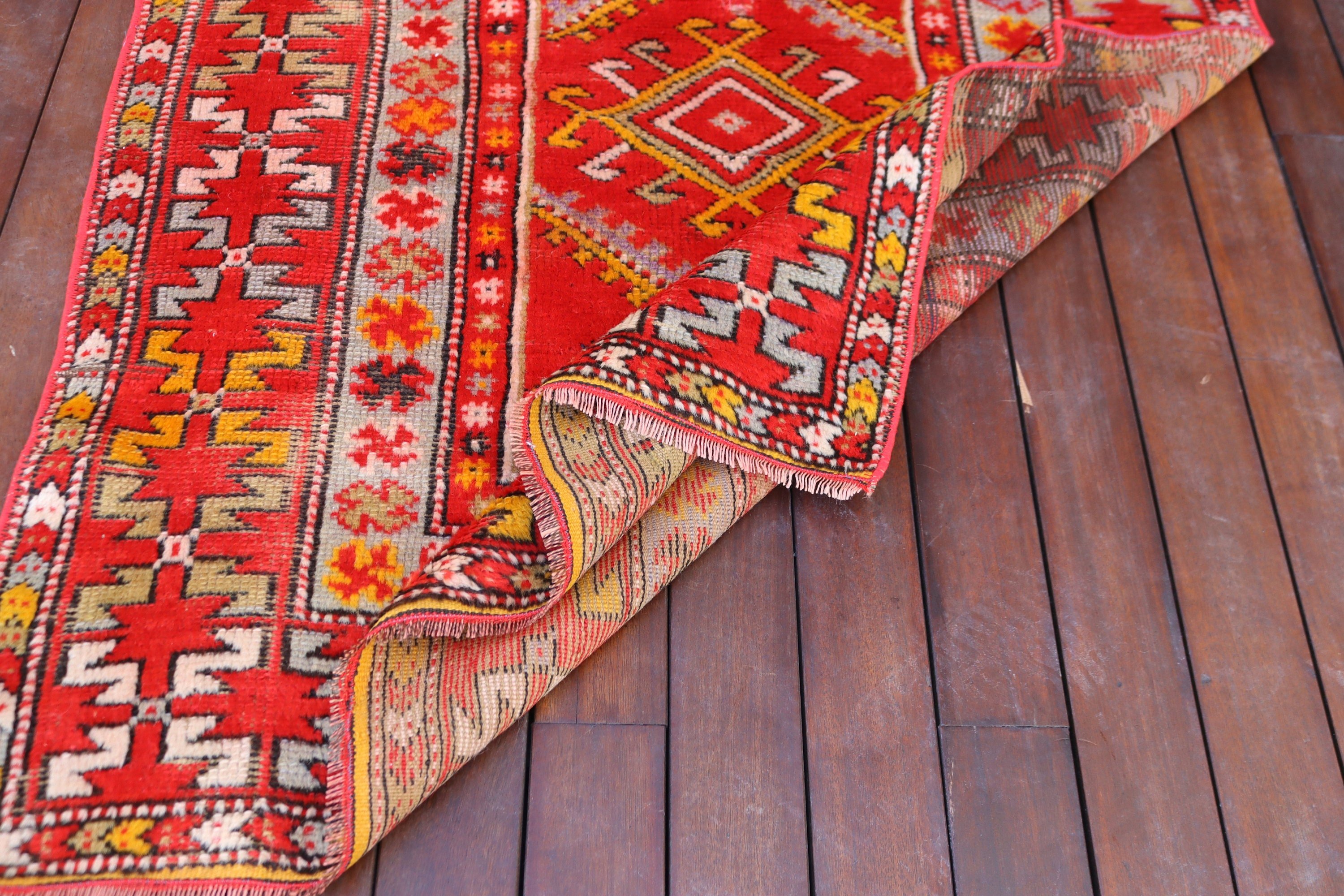 Fas Halısı, Kırmızı İfade Halıları, Vintage Halılar, Boho Vurgulu Halılar, 3,5x6 ft Vurgulu Halı, Düz Dokuma Halılar, Yatak Odası Halıları, Türk Halısı, Aztek Halısı