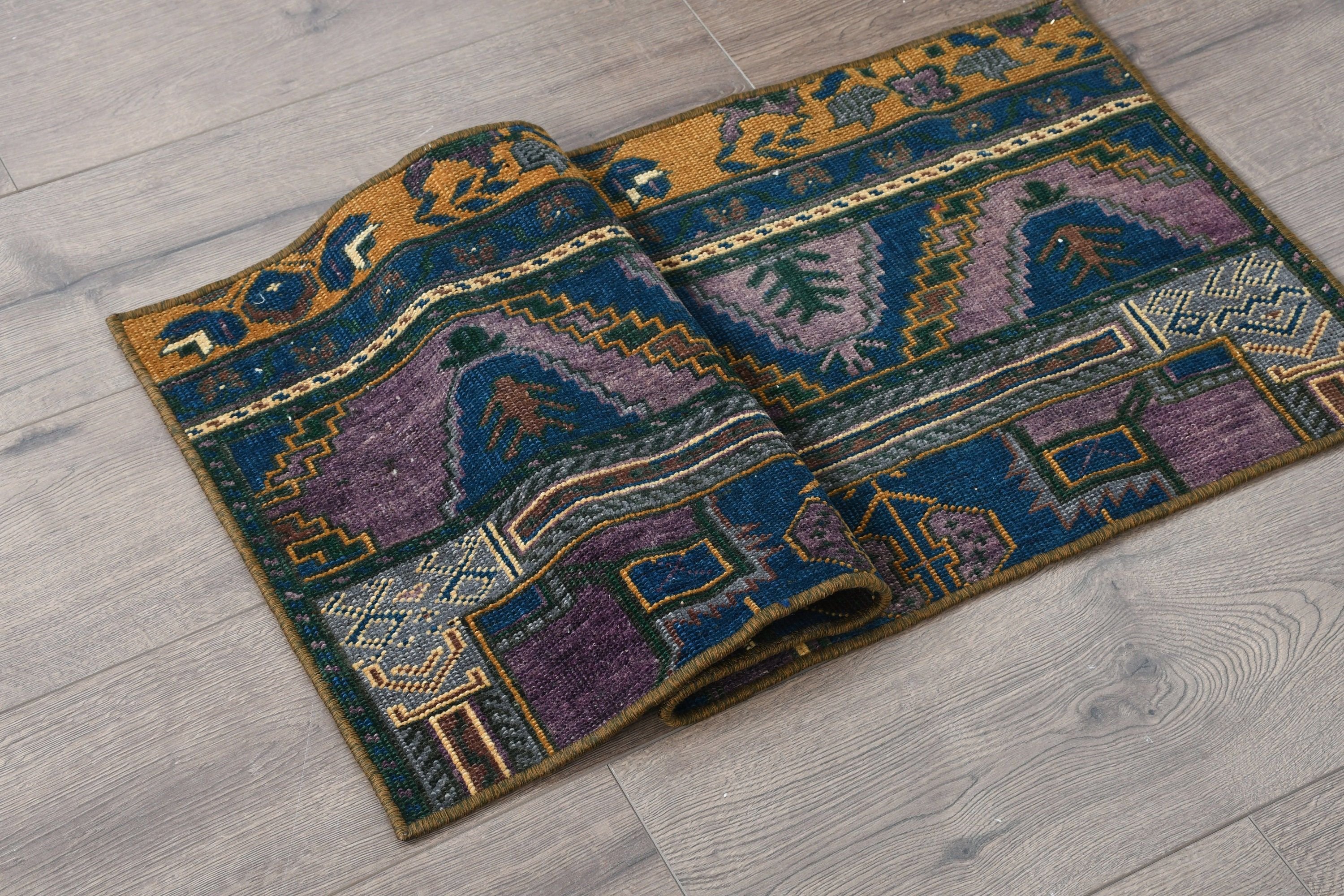 Anadolu Halıları, Yatak Odası Halıları, Mavi Soğuk Halılar, Paspas Halısı, Yatak Odası Halısı, 1.4x3.5 ft Küçük Halı, Türk Halısı, Estetik Halılar, Vintage Halı