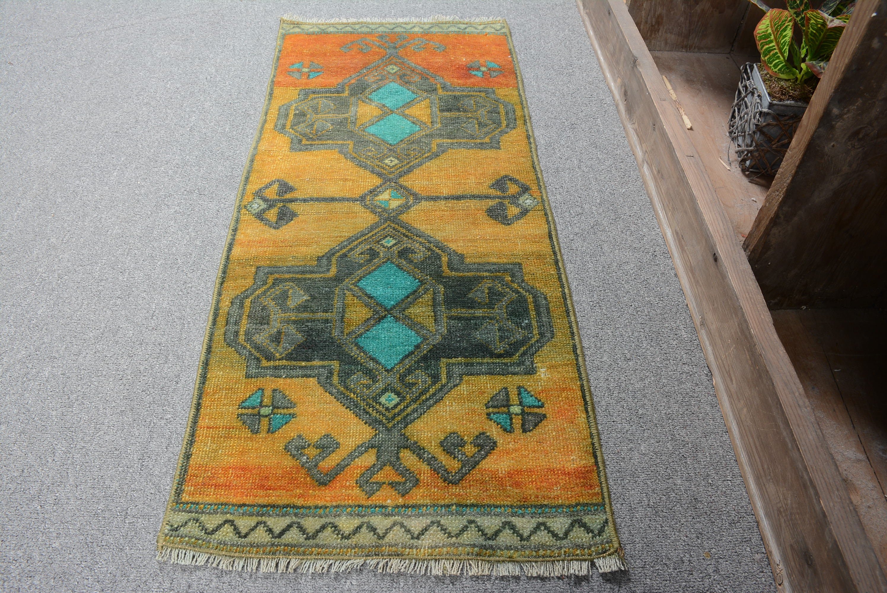 Car Mat Rug, Turkish Rug, Oriental Rugs, Bath Rug, Vintage Rug, 1.2x3.1 ft Small Rug, Bath Mat Cute Rug, Blue Home Decor Rugs