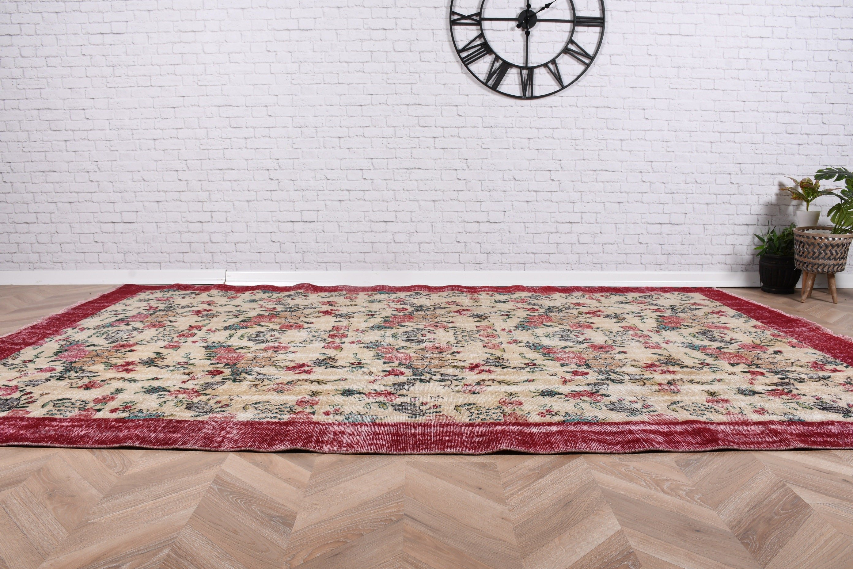 Büyük Vintage Halılar, Büyük Boho Halılar, Türkiye Halısı, Bej Modern Halılar, 6,2x9,9 ft Büyük Halılar, Boho Halısı, Nötr Halılar, Vintage Halı, Türk Halısı