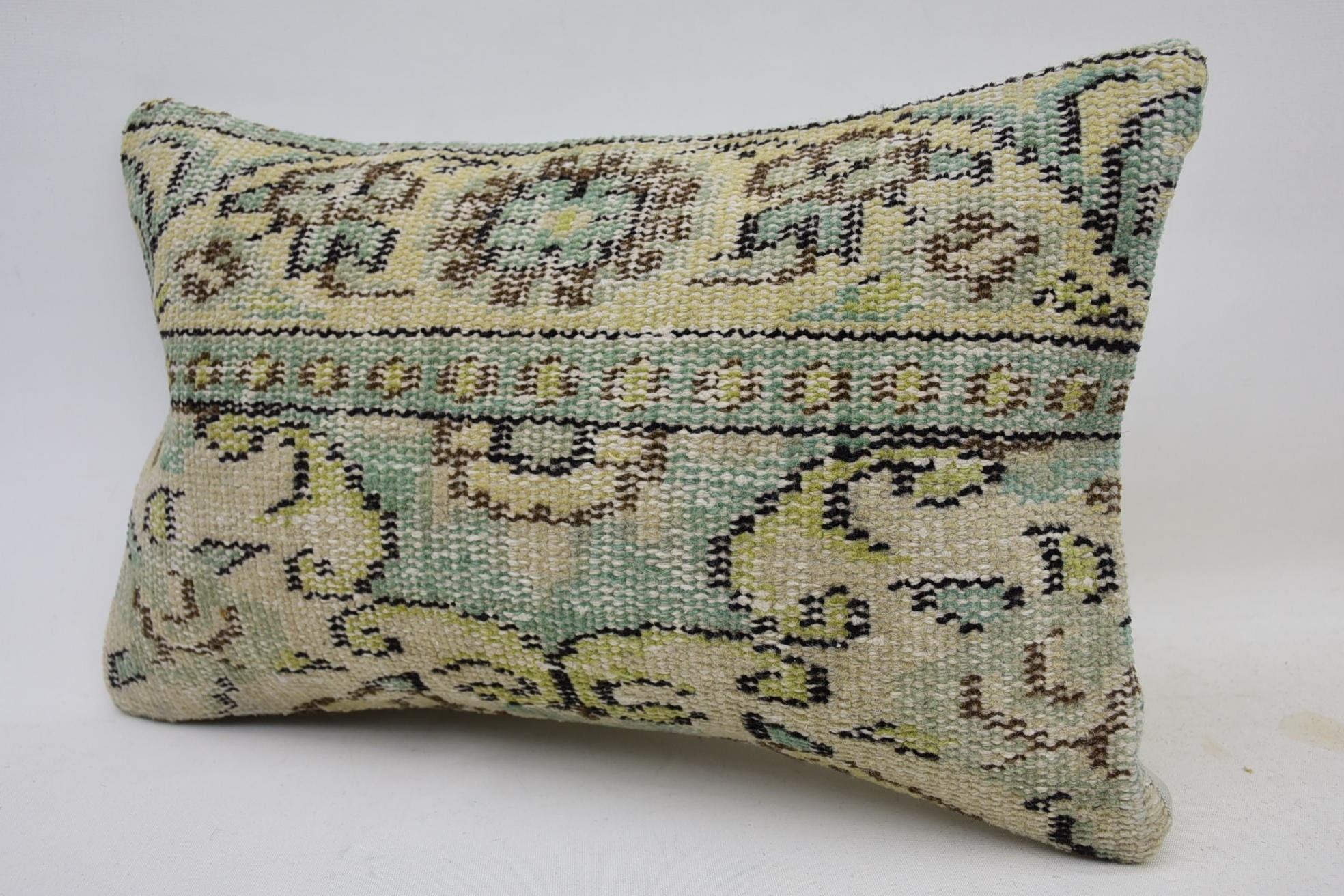 Antique Pillows, Handmade Kilim Cushion, 12"x20" Beige Cushion Cover, Kilim Pillow, Seat Cushion, Authentic Pillow Cover