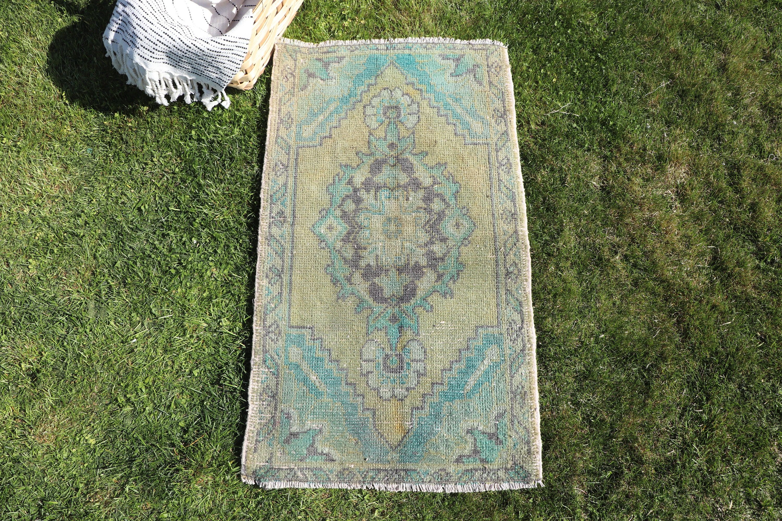 Yeşil Oushak Halı, Türk Halısı, Ev Dekorasyonu Halıları, Küçük Vintage Halı, 1.6x2.8 ft Küçük Halı, Küçük Boho Halıları, Vintage Halı