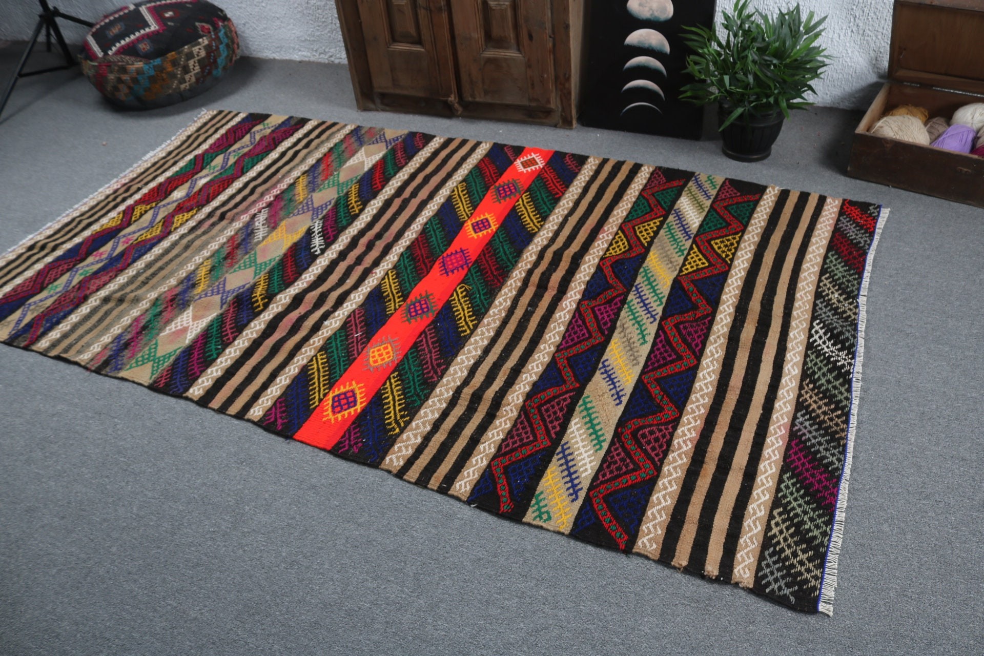 Lüks Halı, Yatak Odası Halıları, Kahverengi Mutfak Halıları, Kilim, Türk Halısı, Vintage Alan Halısı, Antika Halı, Boho Halısı, 4,4x8,1 ft Alan Halısı, Vintage Halı